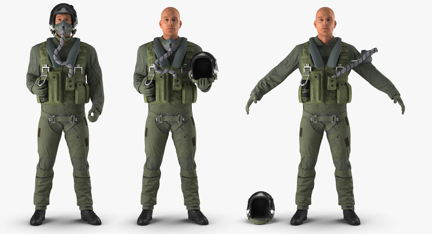 3D Military Jet Fighter Pilot Rigged model