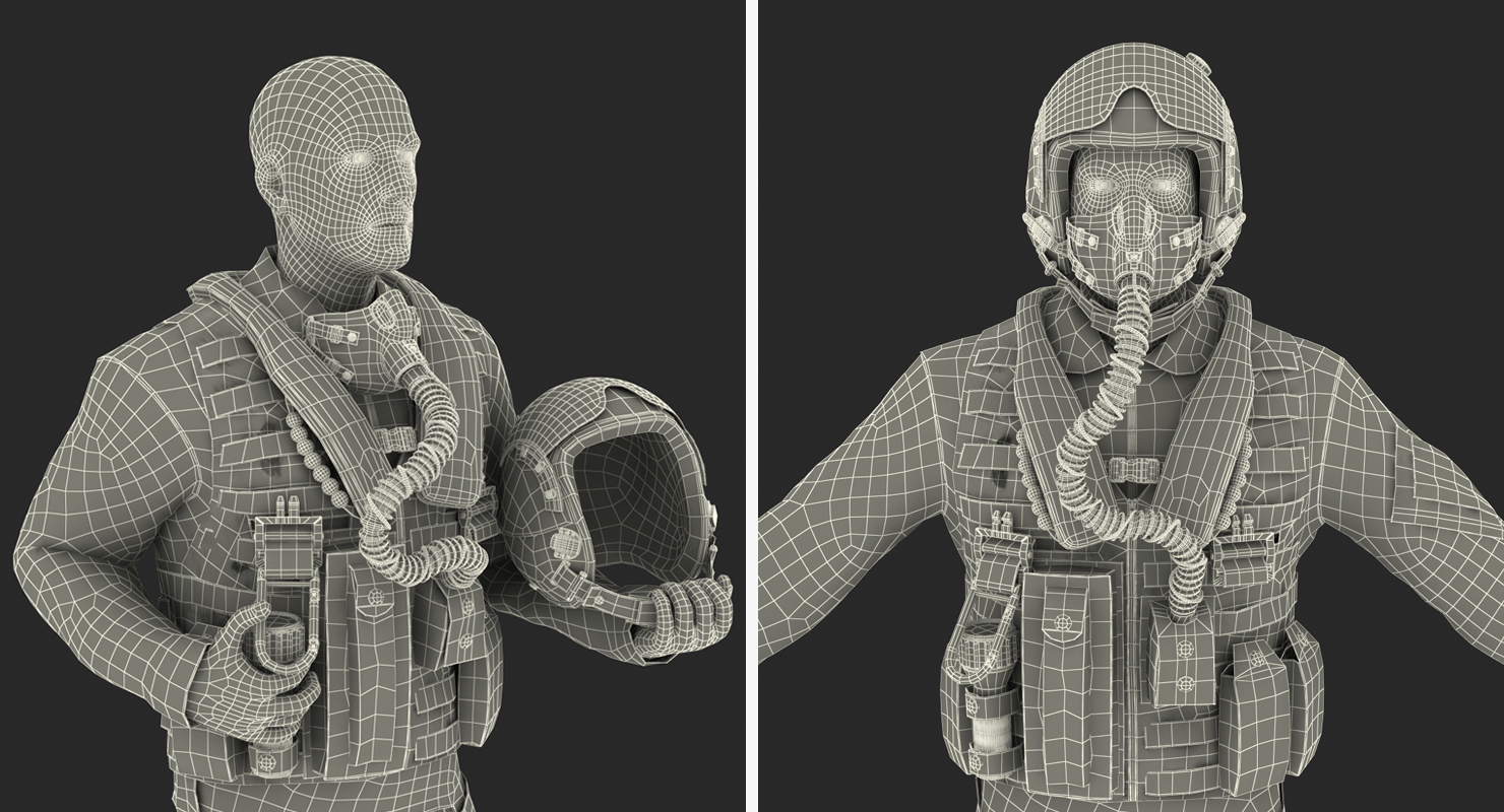 3D Military Jet Fighter Pilot Rigged model