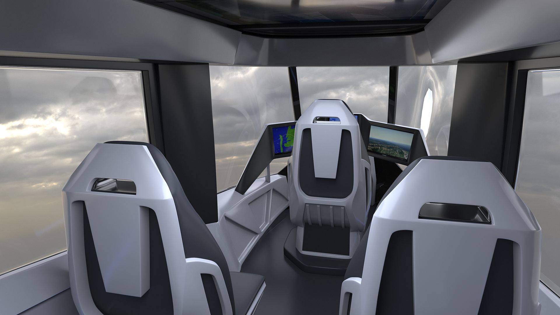 3D model Aircraft Taxi Bell Nexus Lights On Simple Interior