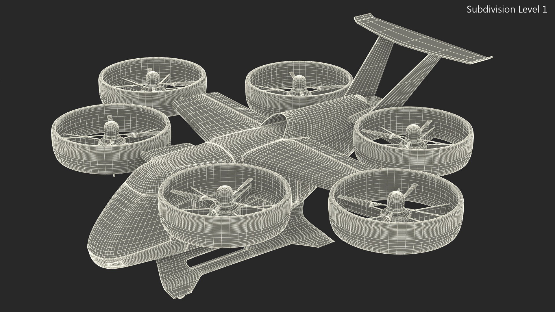 3D model Aircraft Taxi Bell Nexus Lights On Simple Interior