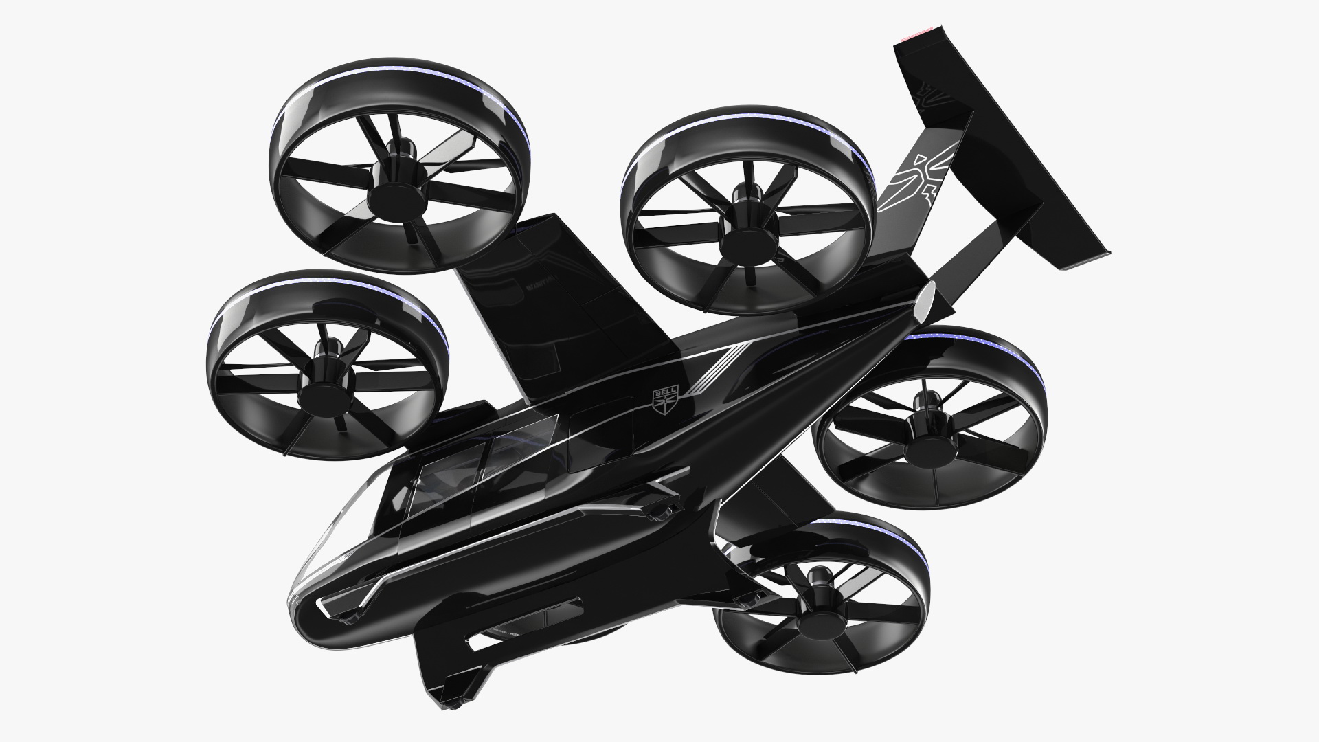 3D model Aircraft Taxi Bell Nexus Lights On Simple Interior