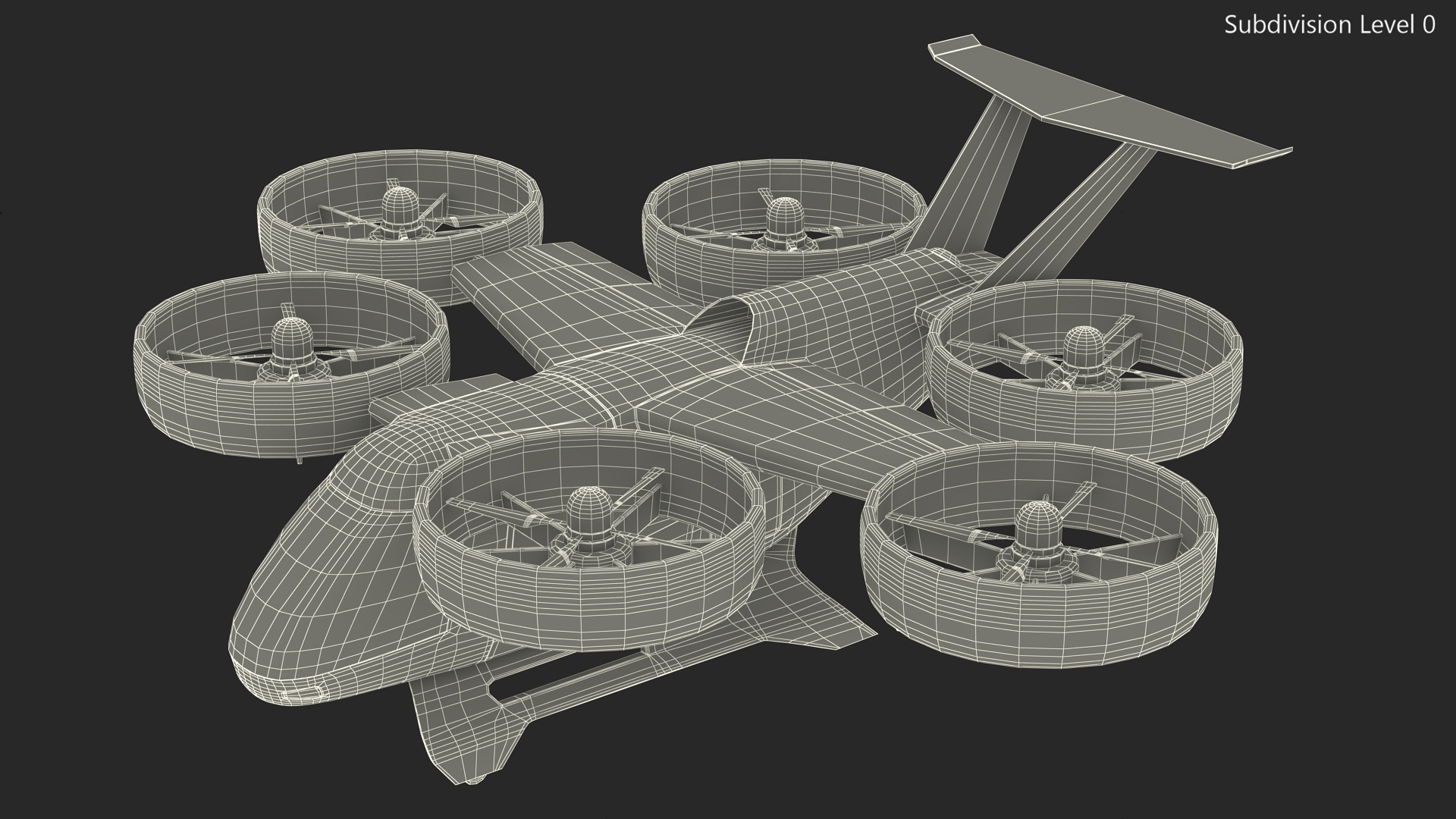 3D model Aircraft Taxi Bell Nexus Lights On Simple Interior