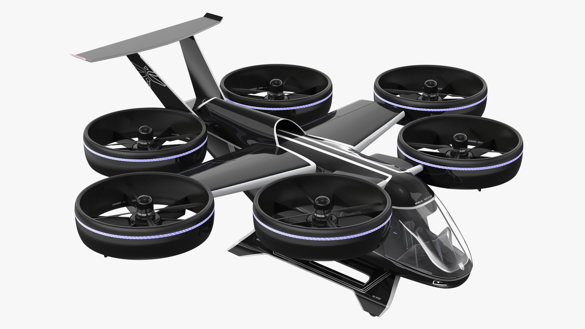 3D model Aircraft Taxi Bell Nexus Lights On Simple Interior