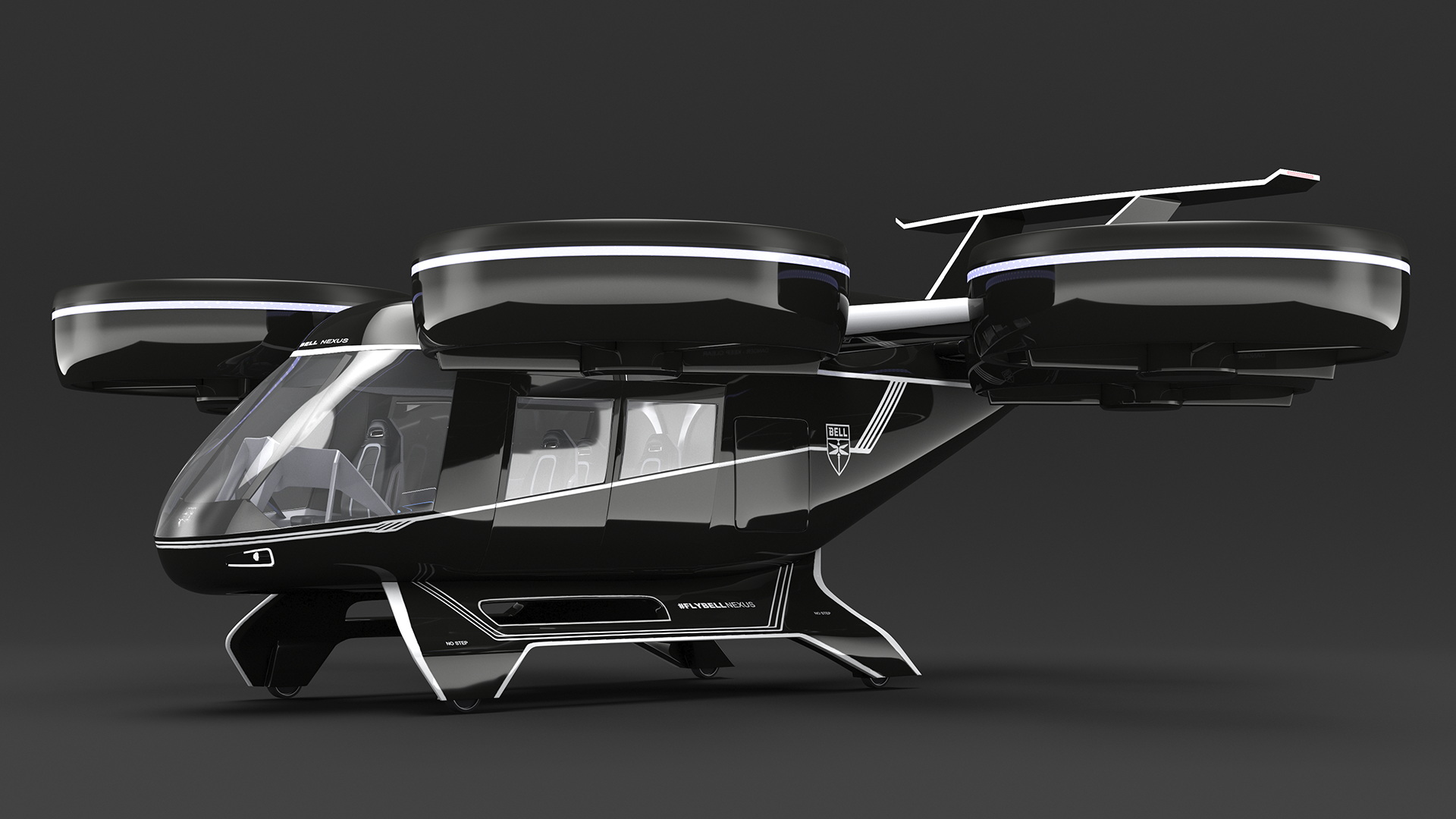 3D model Aircraft Taxi Bell Nexus Lights On Simple Interior