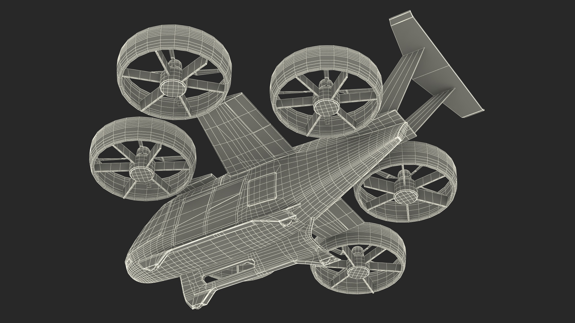 3D model Aircraft Taxi Bell Nexus Lights On Simple Interior