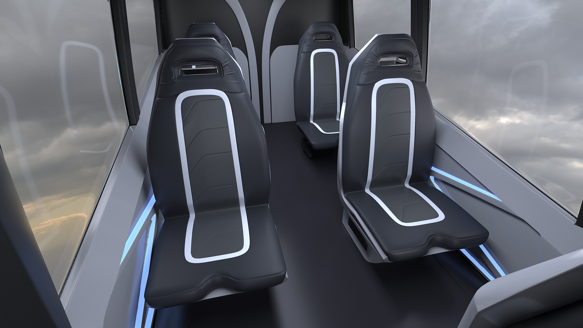 3D model Aircraft Taxi Bell Nexus Lights On Simple Interior