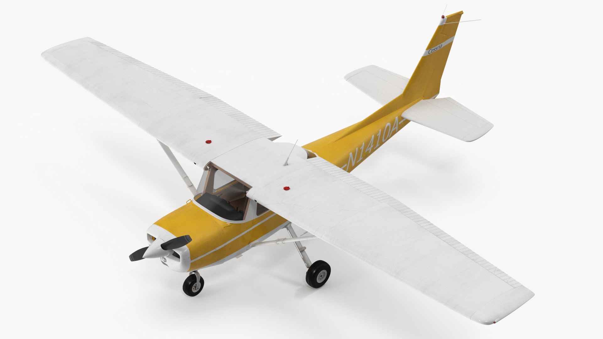 Private Single Engine Propeller Aircraft Cessna 150 Rigged for Cinema 4D 3D