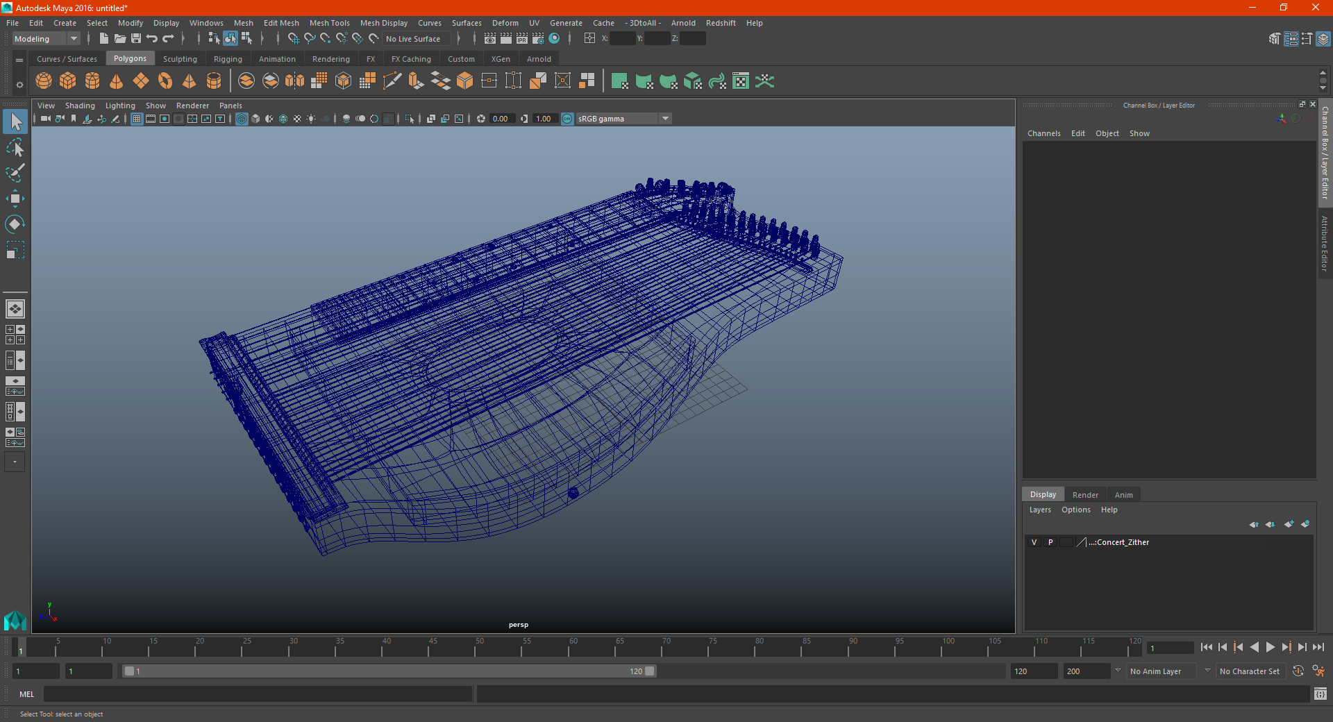 Concert Zither 3D model