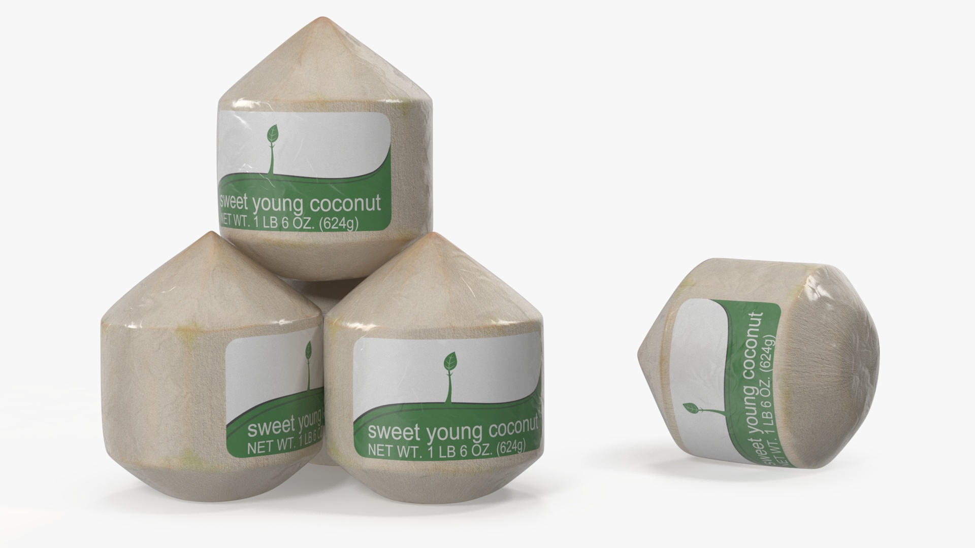 Fresh Young Shelled Coconut Pack 3D