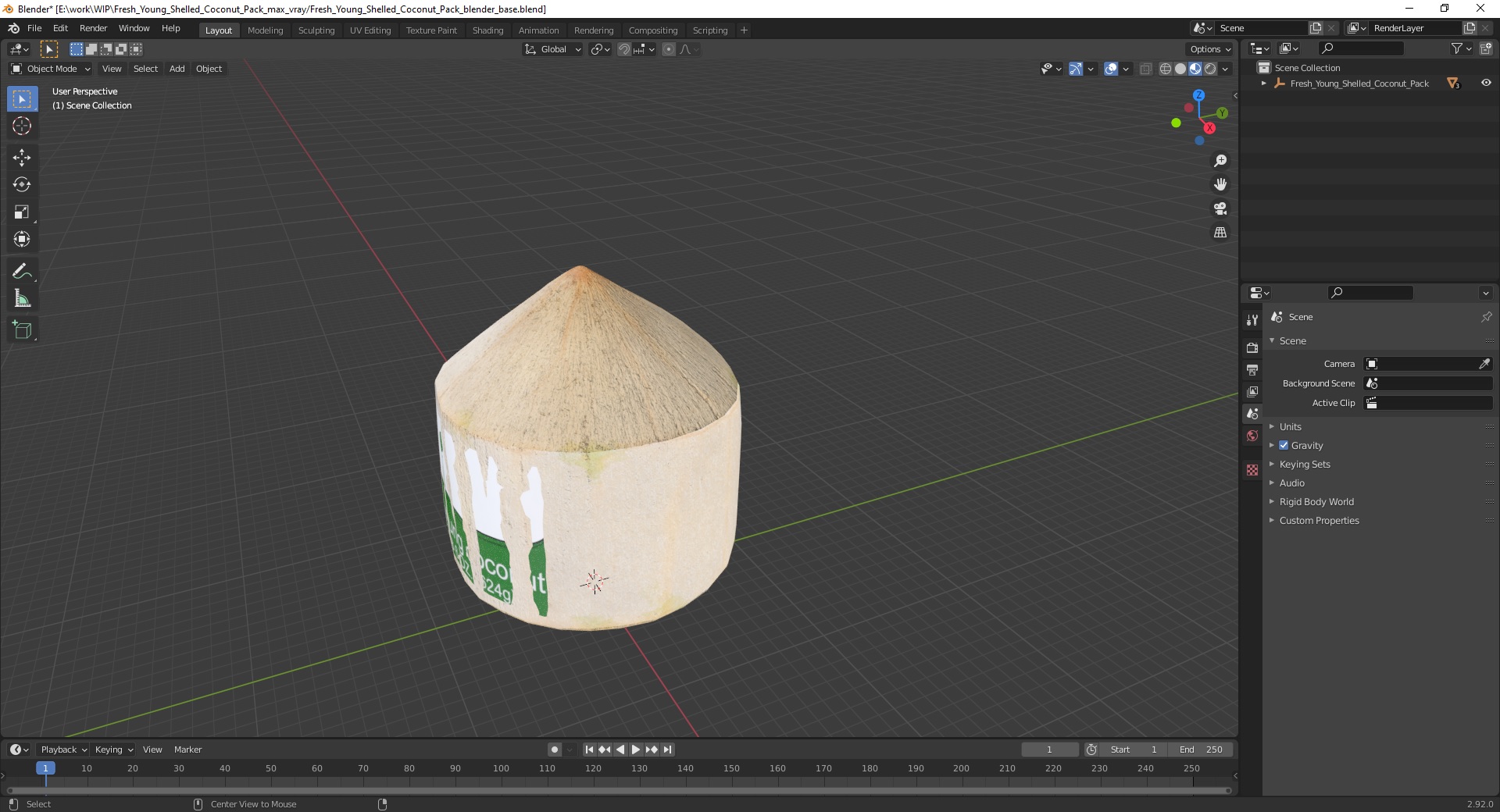 Fresh Young Shelled Coconut Pack 3D