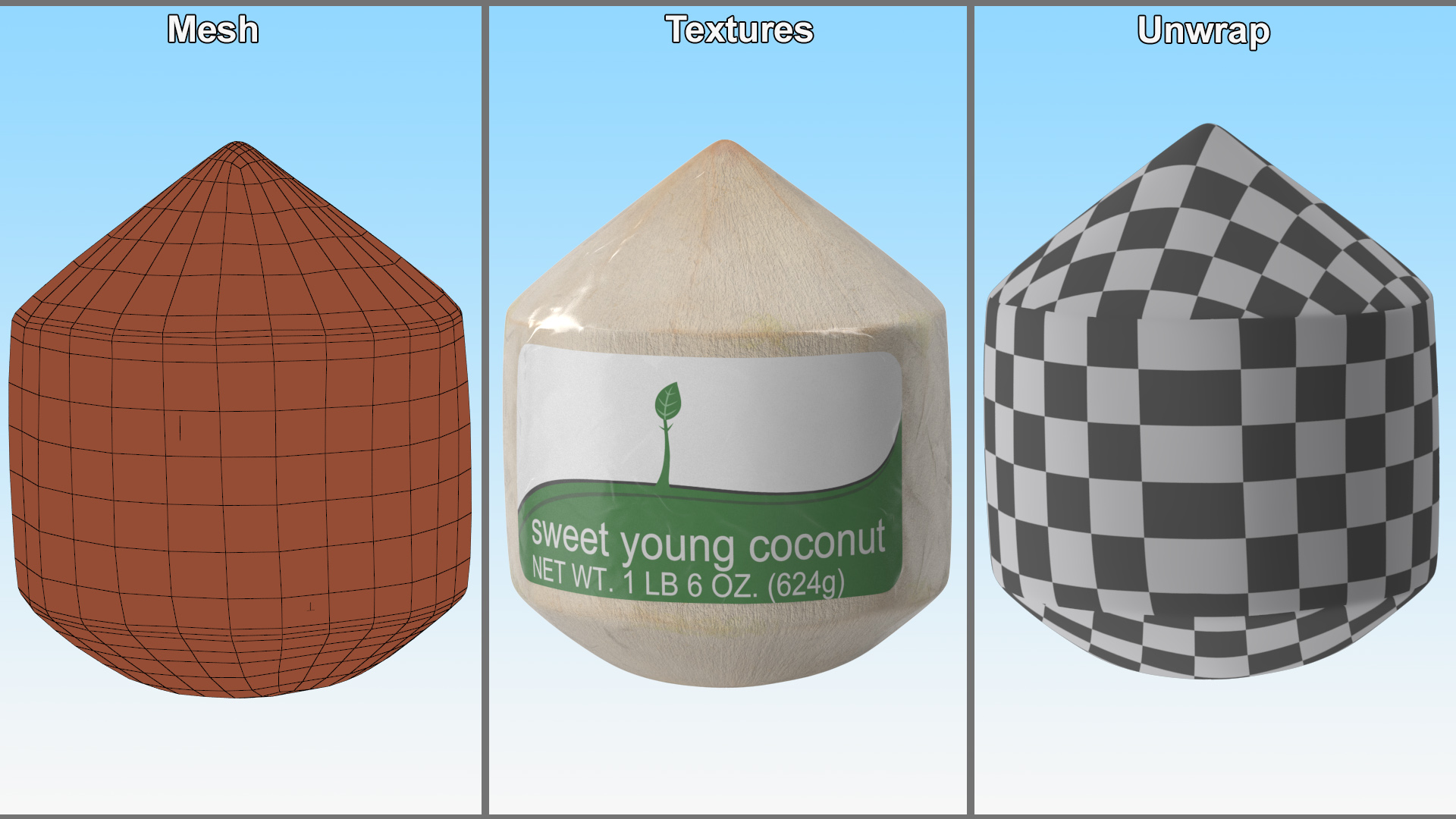 Fresh Young Shelled Coconut Pack 3D