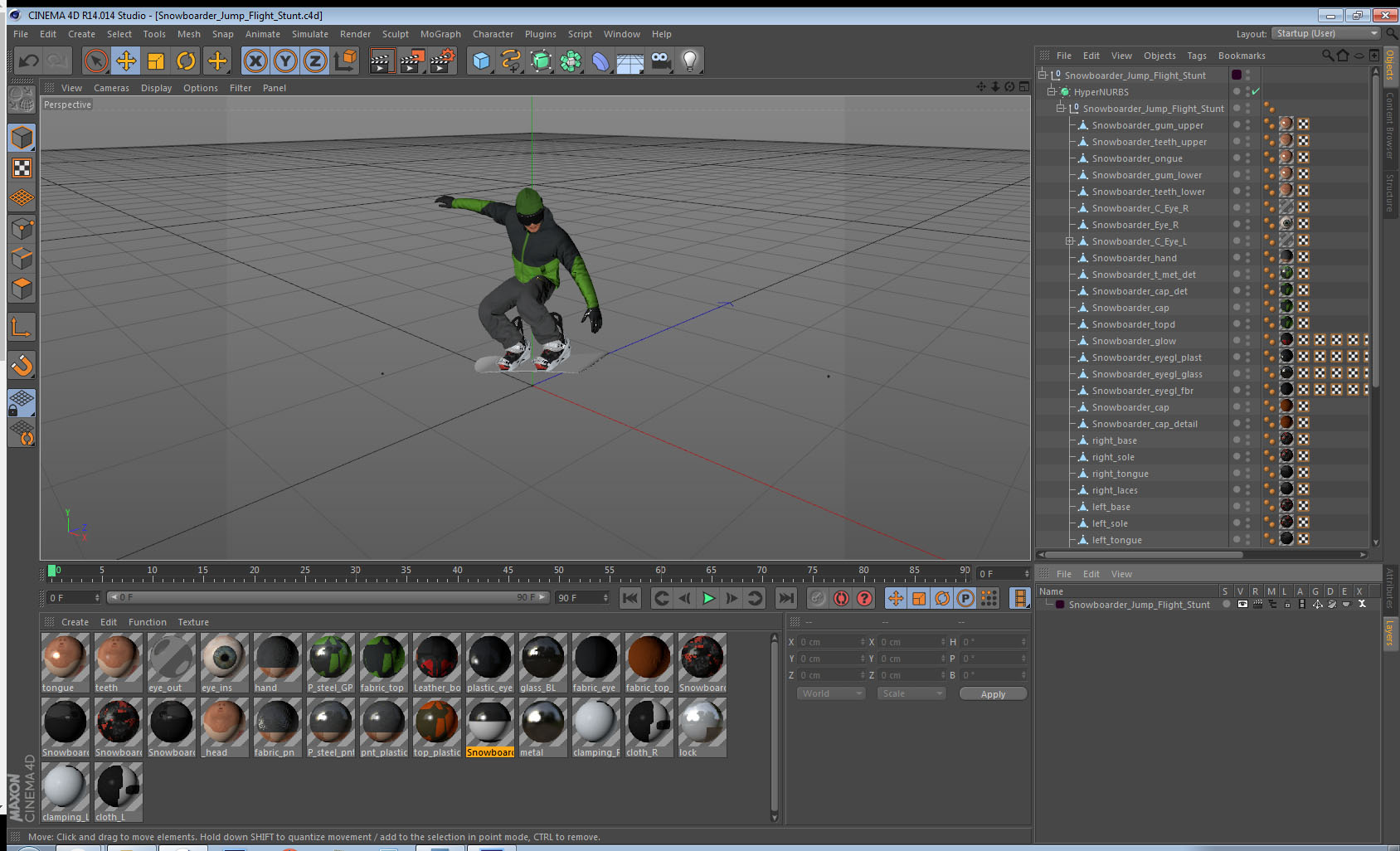 Snowboarder Jump Flight Stunt 3D model