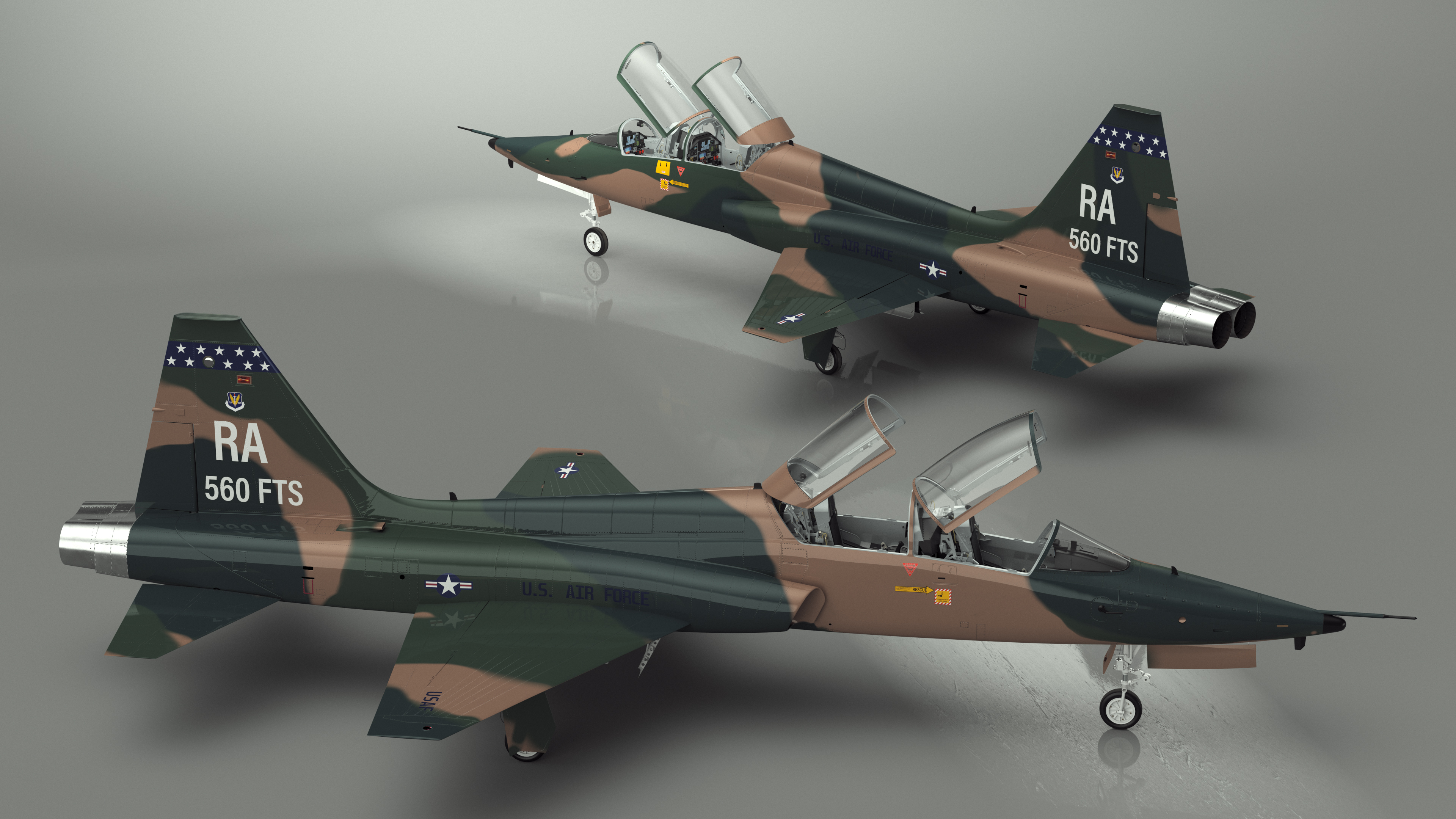 3D Military T-38 Talon Jet Trainer Camo