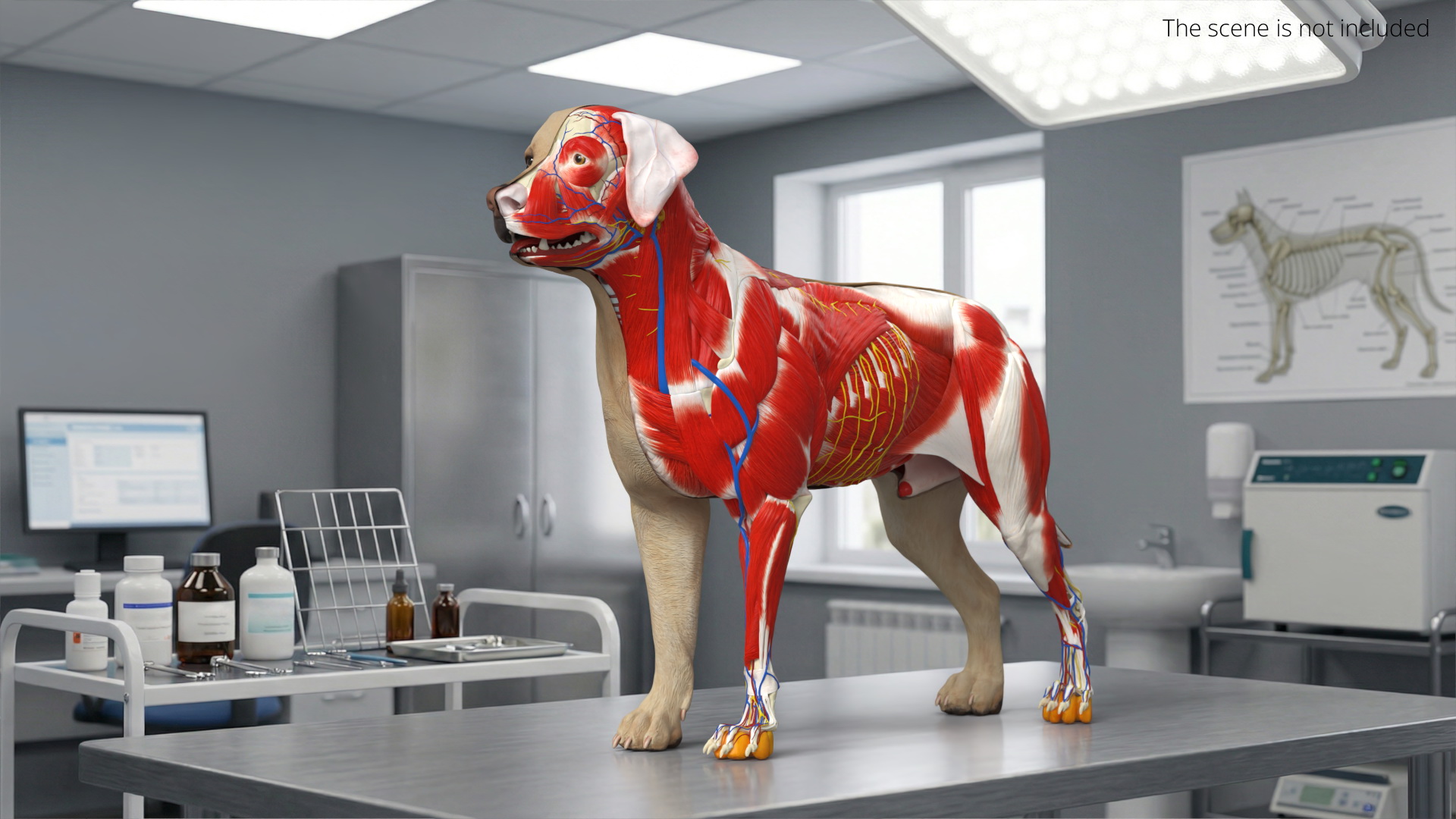 Half Skin Dog Anatomy Muscular and Vascular System - view 2