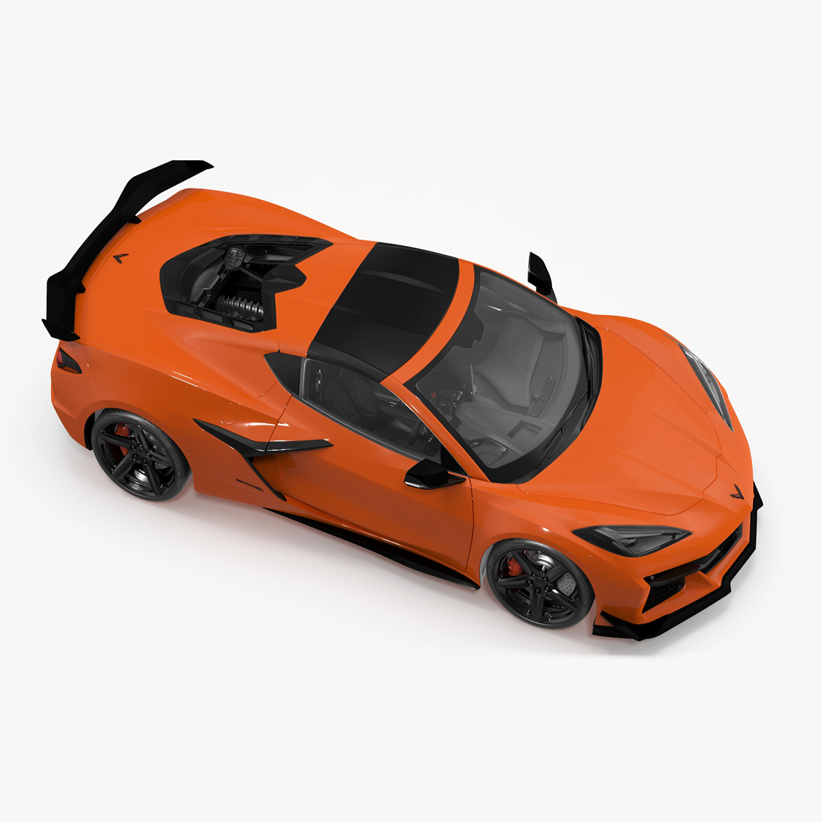 3D 2023 Chevy Corvette Z0 Coupe Orange Rigged for Cinema 4D