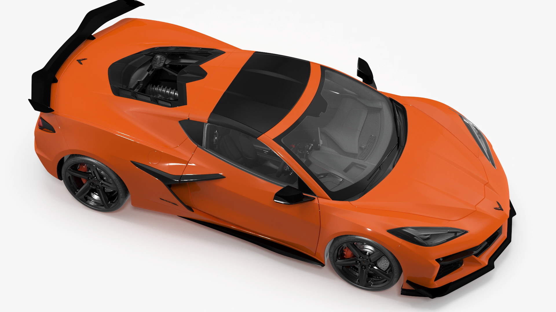 3D 2023 Chevy Corvette Z0 Coupe Orange Rigged for Cinema 4D