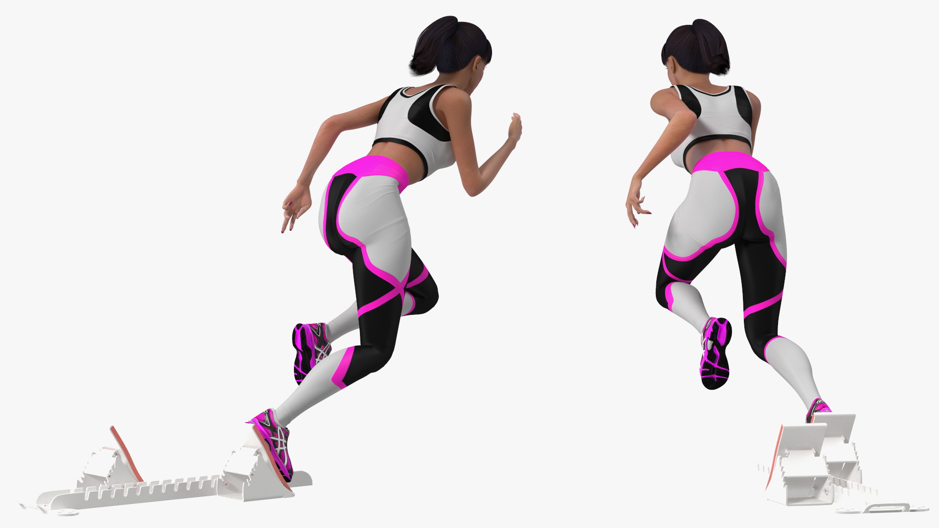 3D model Woman Athlete with Starting Block Rigged