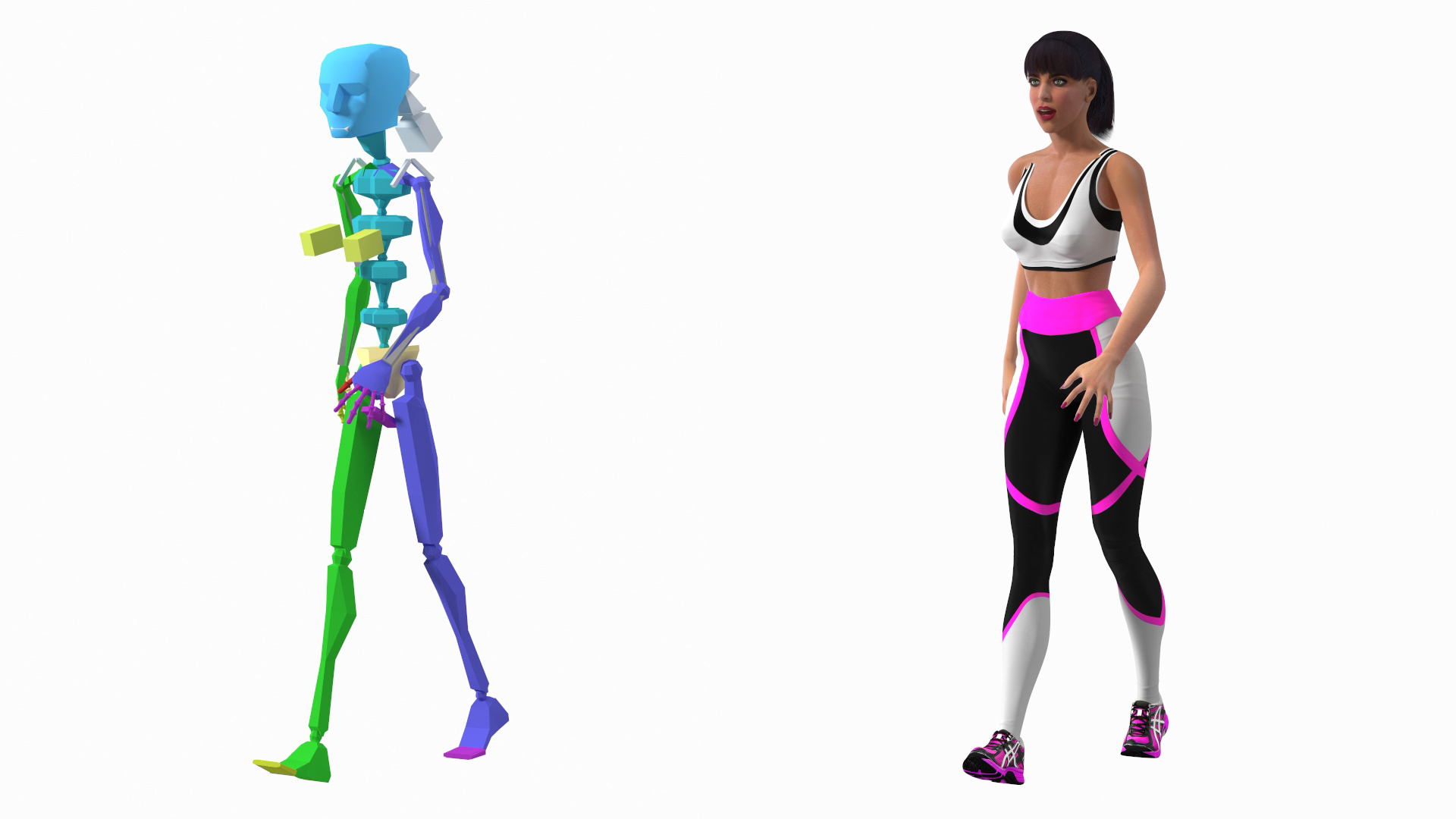3D model Woman Athlete with Starting Block Rigged