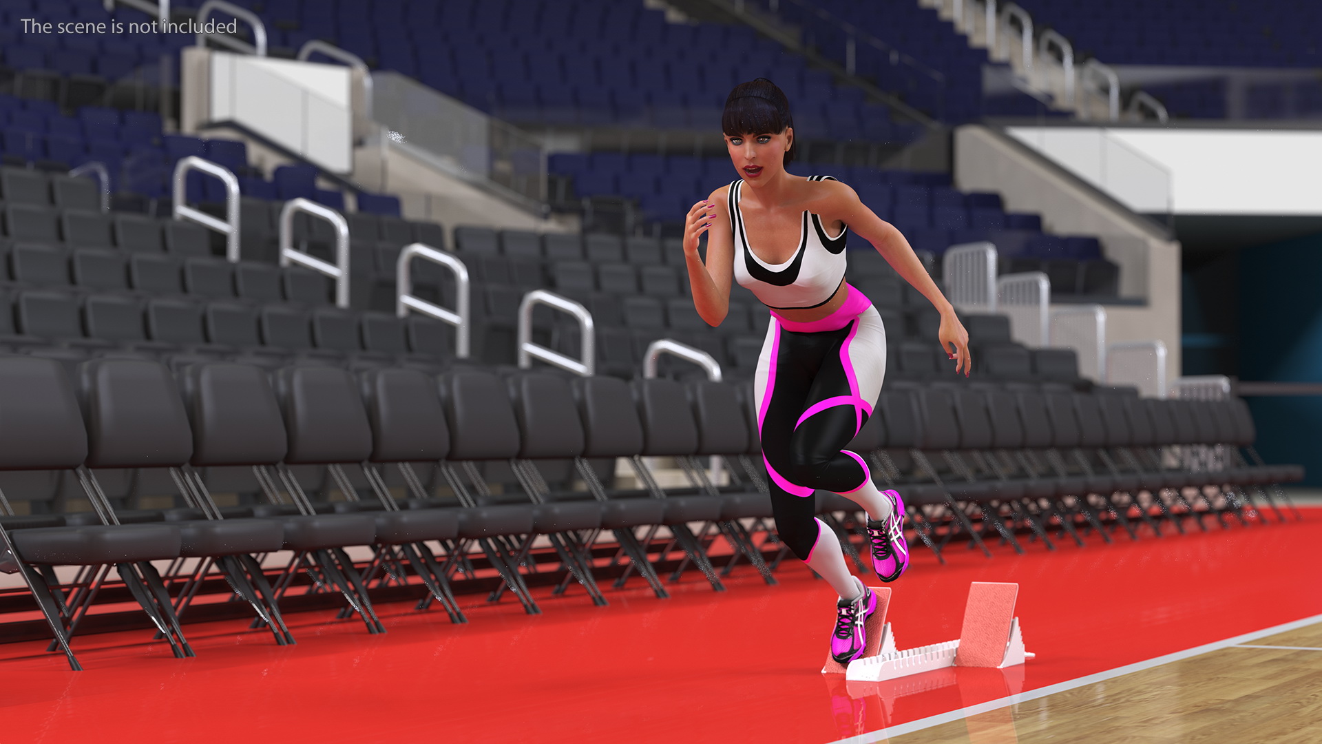 3D model Woman Athlete with Starting Block Rigged