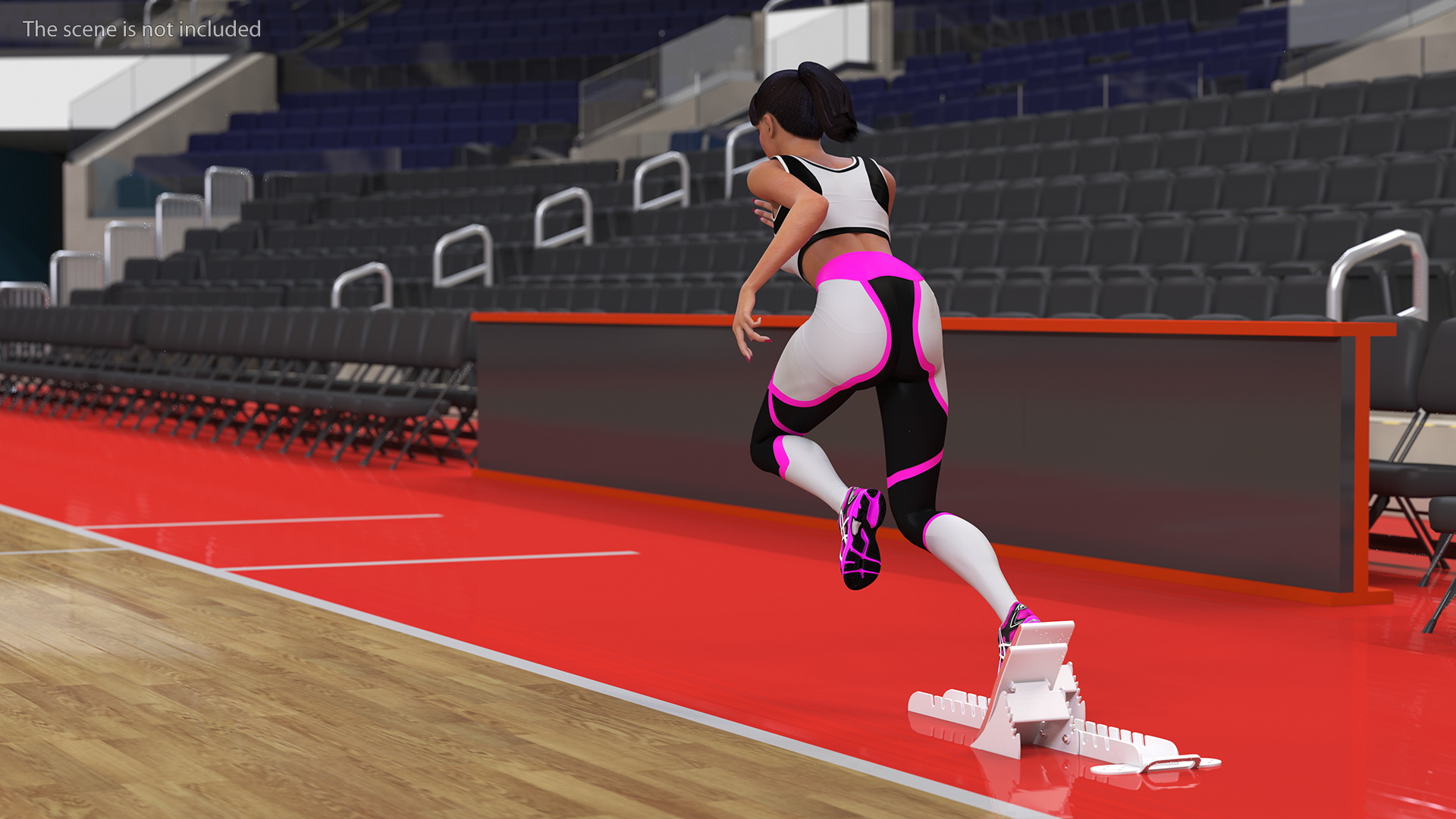 3D model Woman Athlete with Starting Block Rigged