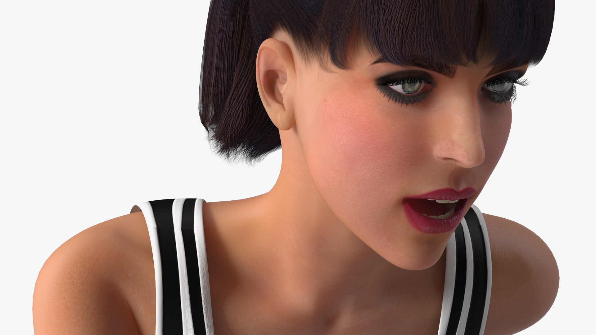 3D model Woman Athlete with Starting Block Rigged