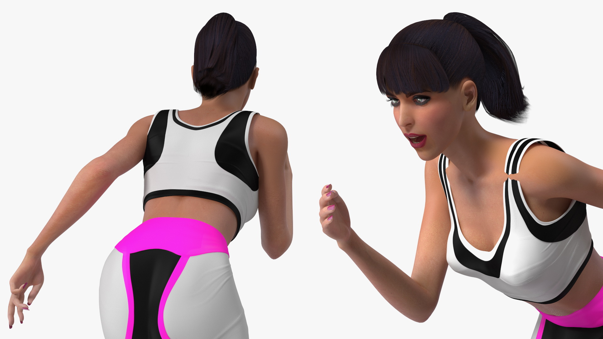 3D model Woman Athlete with Starting Block Rigged