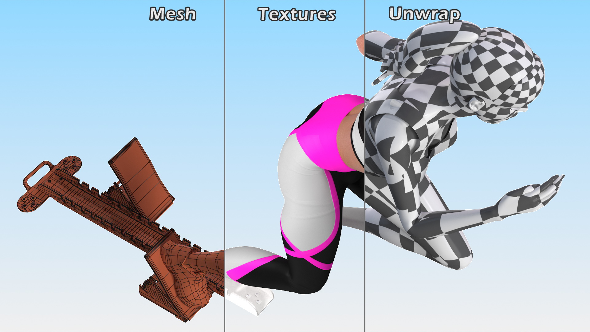 3D model Woman Athlete with Starting Block Rigged