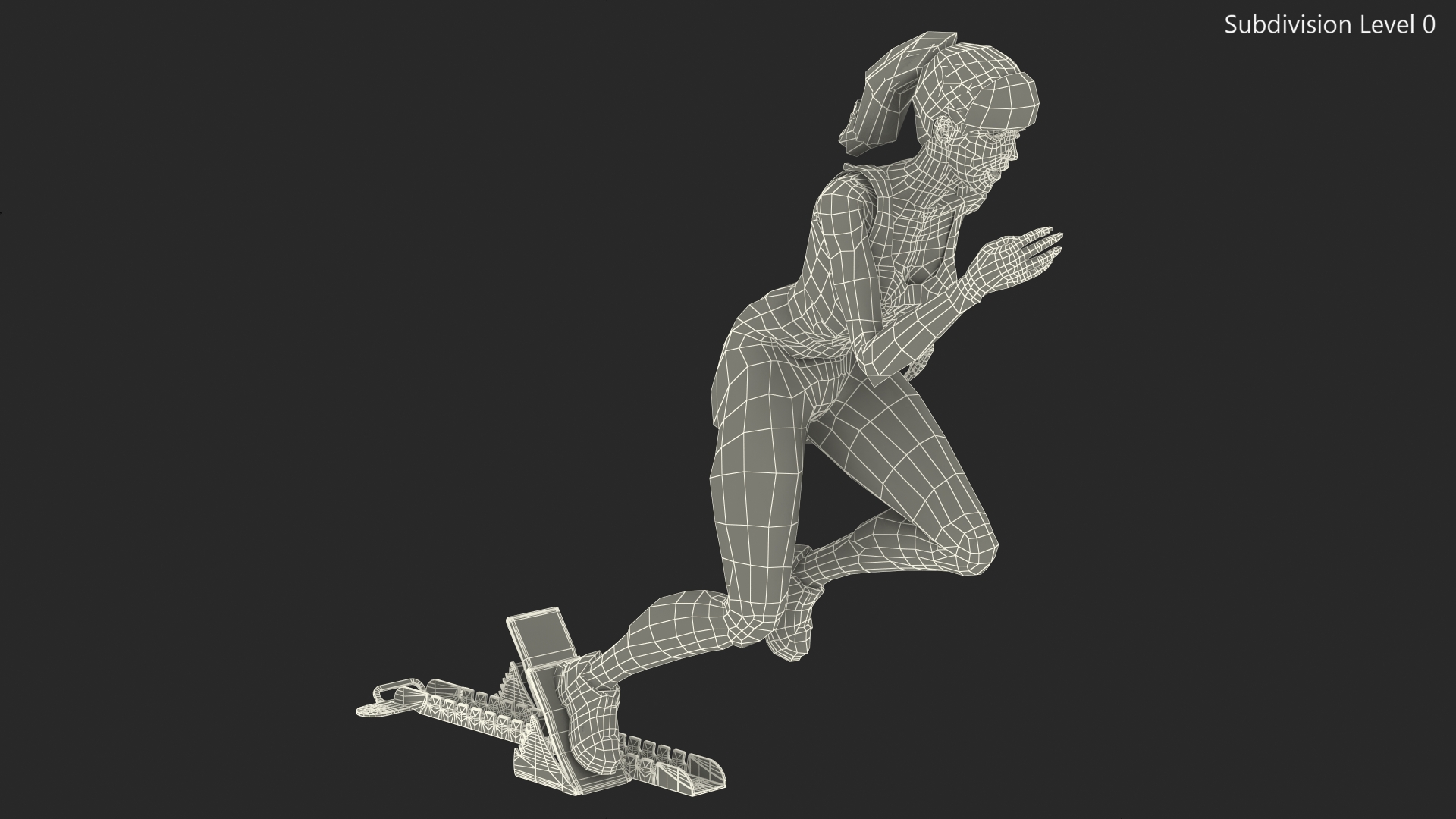 3D model Woman Athlete with Starting Block Rigged