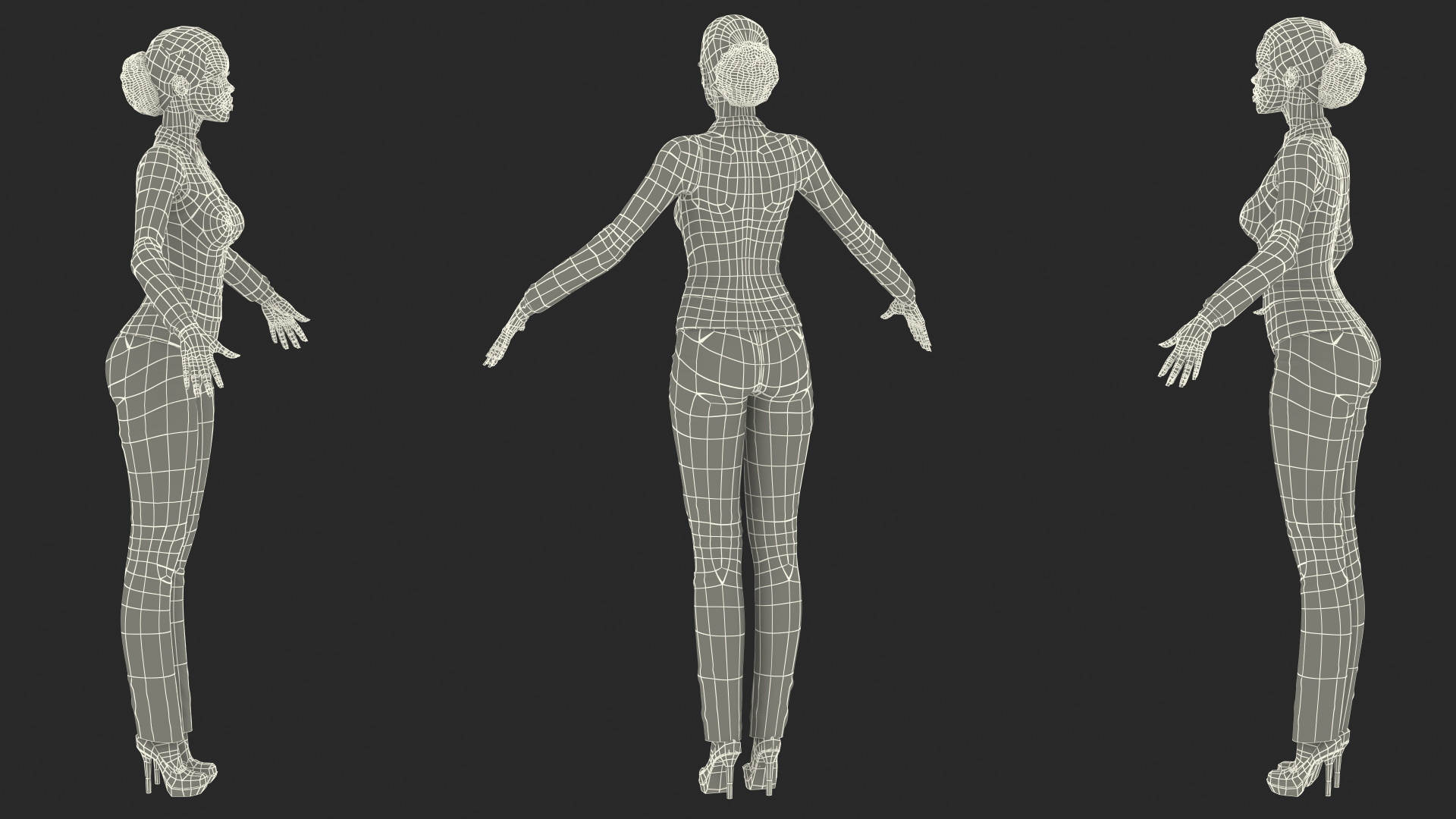 3D Dark Skin Business Style Woman Neutral Pose model