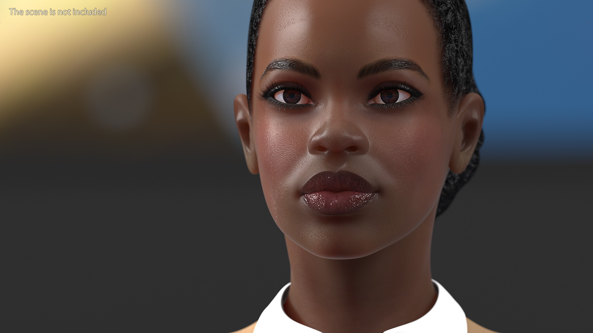 3D Dark Skin Business Style Woman Neutral Pose model
