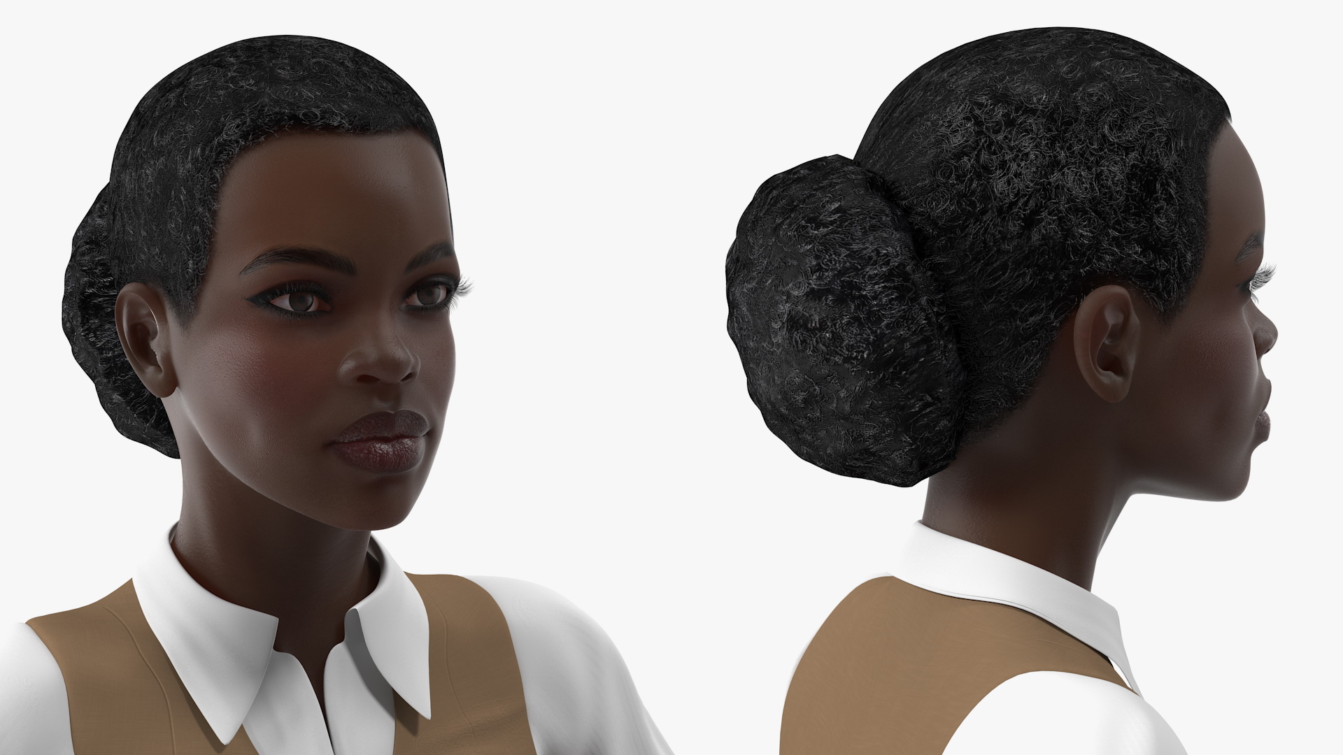 3D Dark Skin Business Style Woman Neutral Pose model