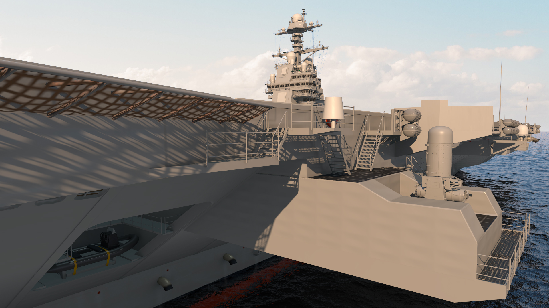 USS Gerald Ford Aircraft Carrier Rigged 3D model