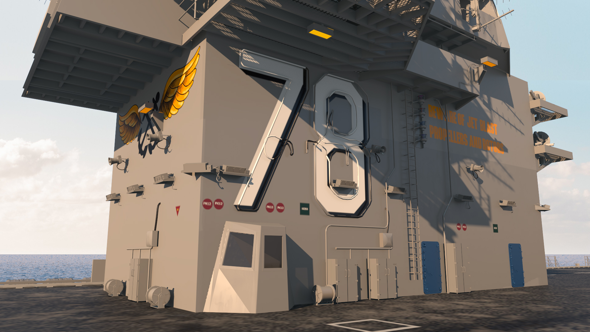 USS Gerald Ford Aircraft Carrier Rigged 3D model
