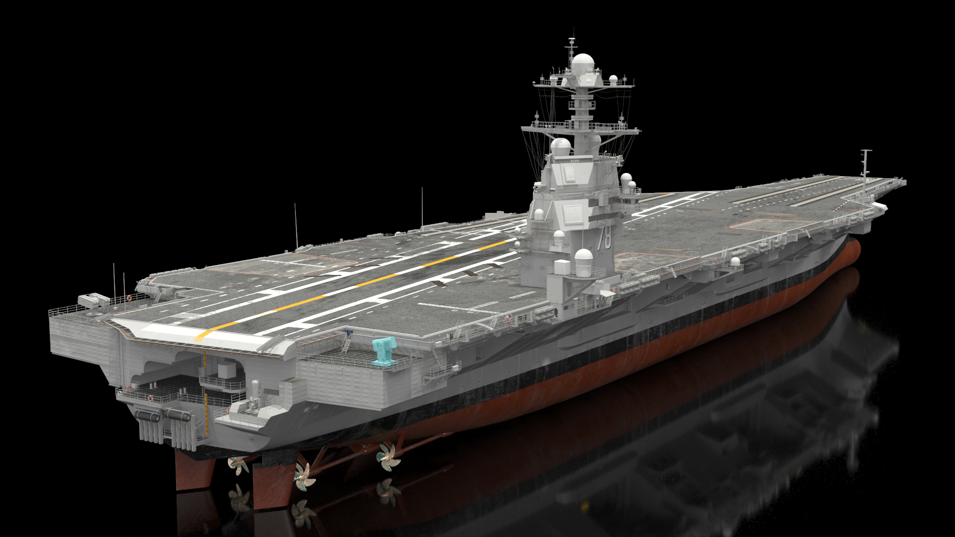 USS Gerald Ford Aircraft Carrier Rigged 3D model