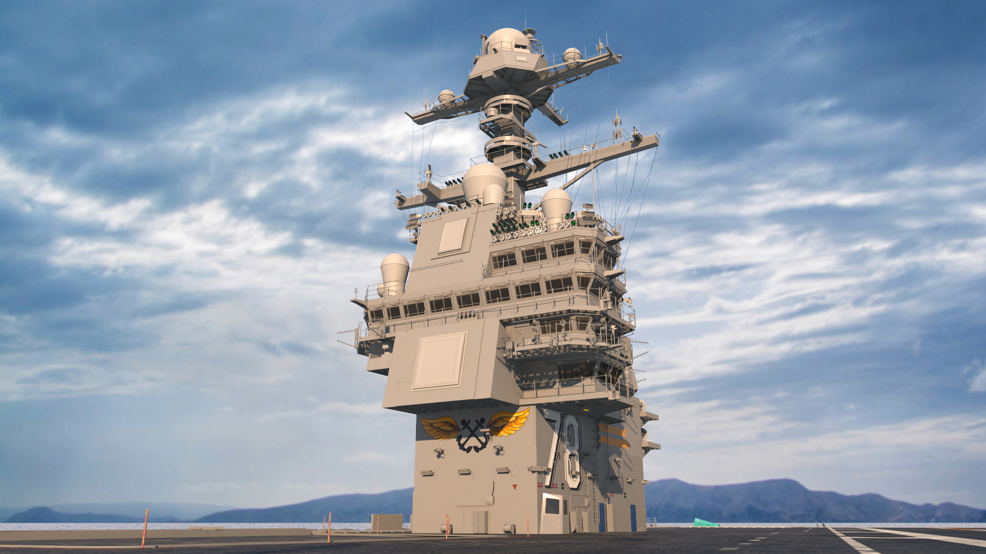 USS Gerald Ford Aircraft Carrier Rigged 3D model
