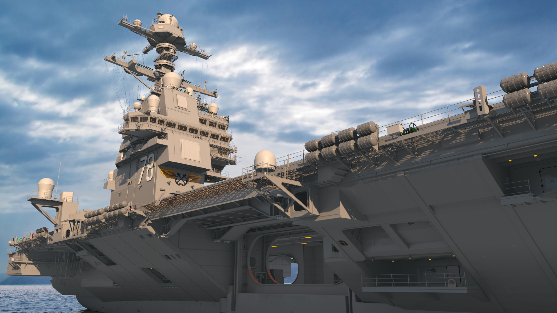 USS Gerald Ford Aircraft Carrier Rigged 3D model