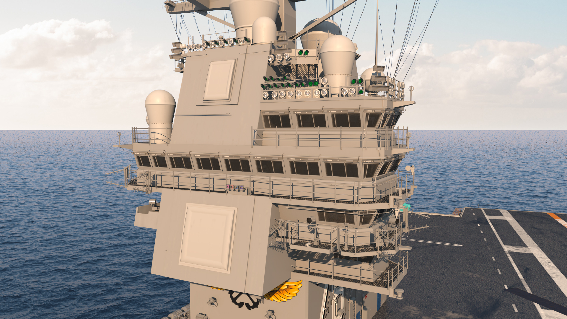 USS Gerald Ford Aircraft Carrier Rigged 3D model