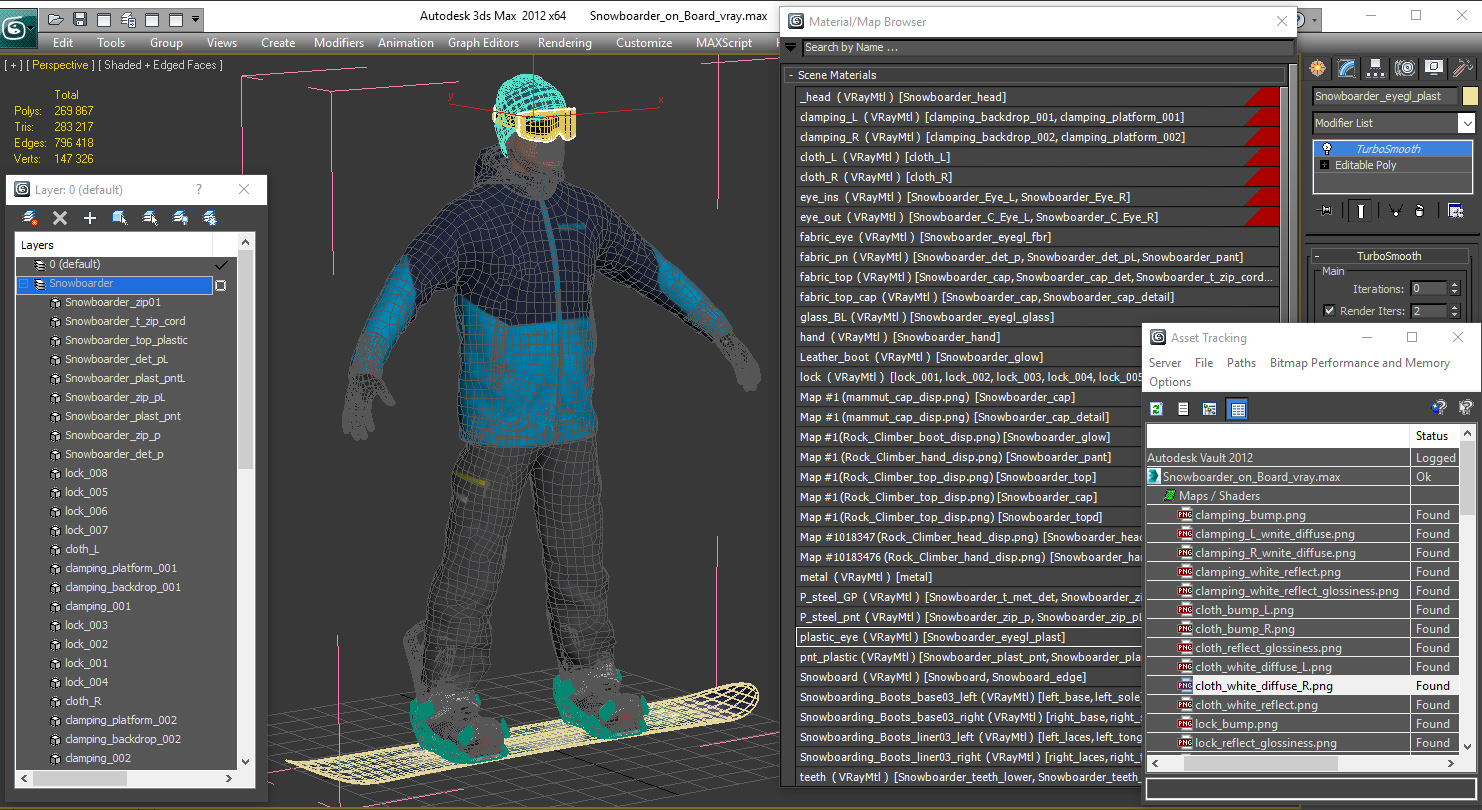 3D model Snowboarder on Board