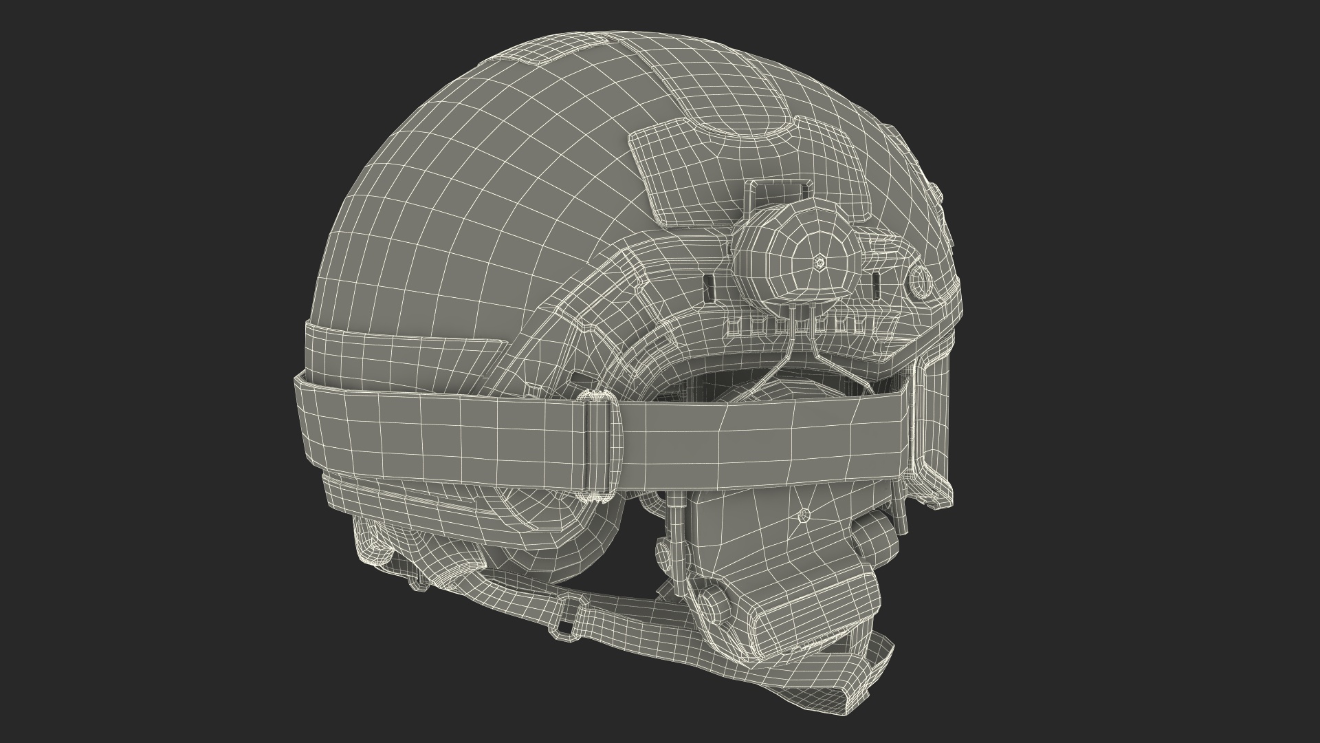 3D Tactical Gear Helmet Green Camo with Goggles Fur model