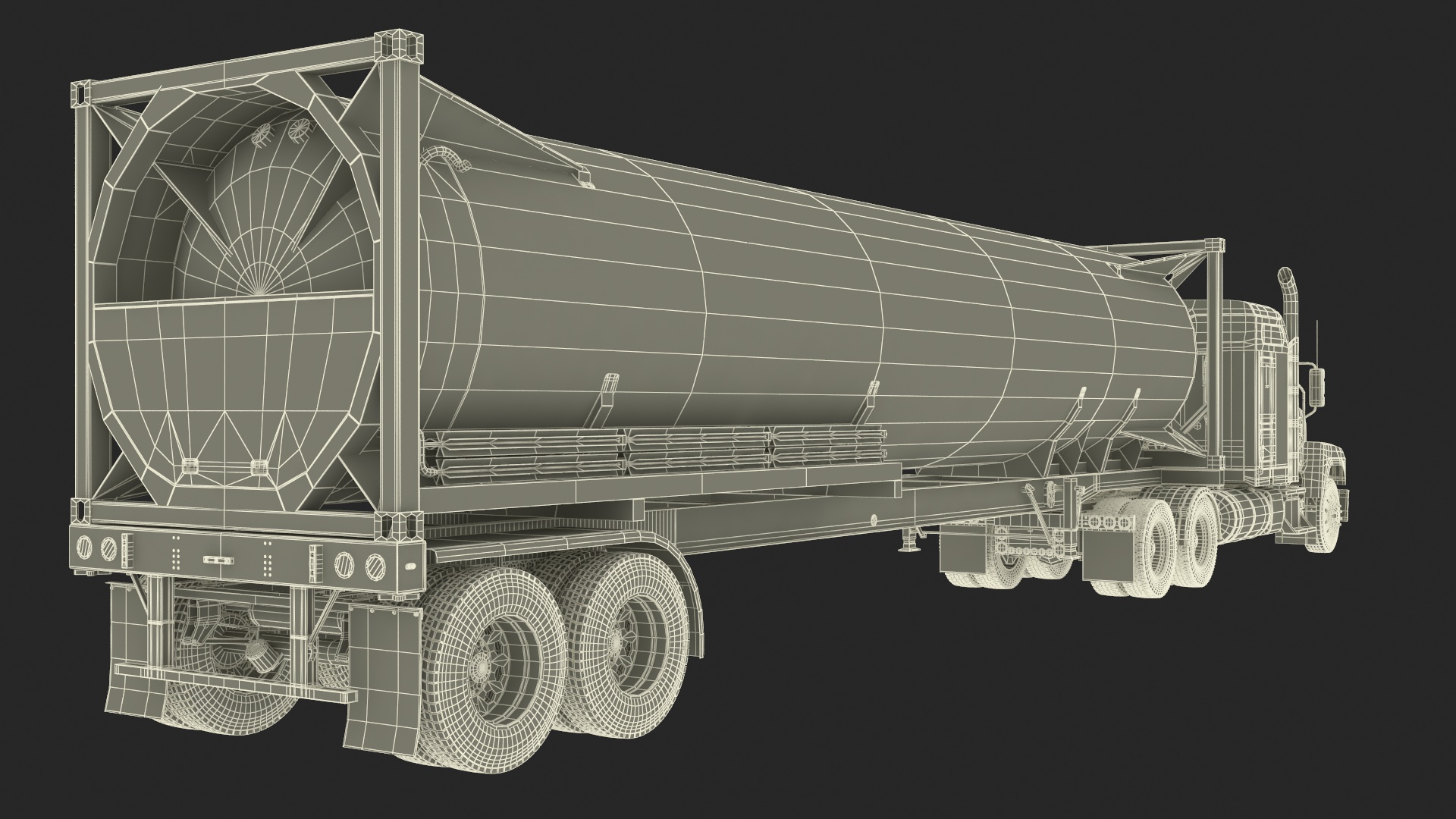 3D Freight Truck with Gas Tank LNG