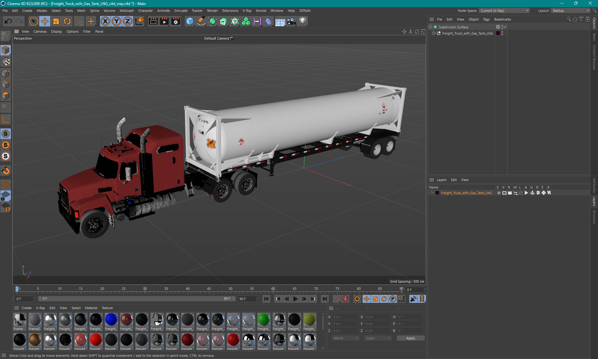 3D Freight Truck with Gas Tank LNG