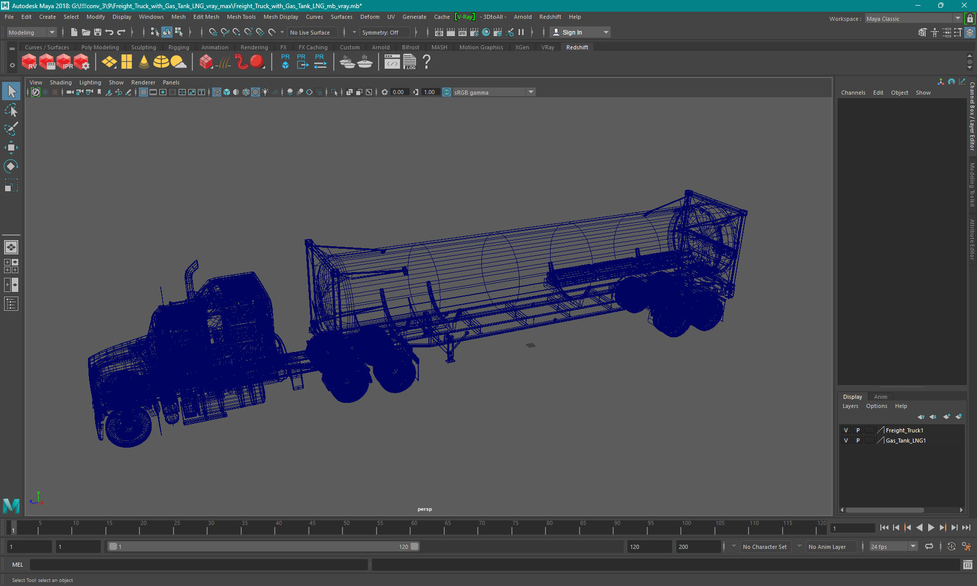 3D Freight Truck with Gas Tank LNG