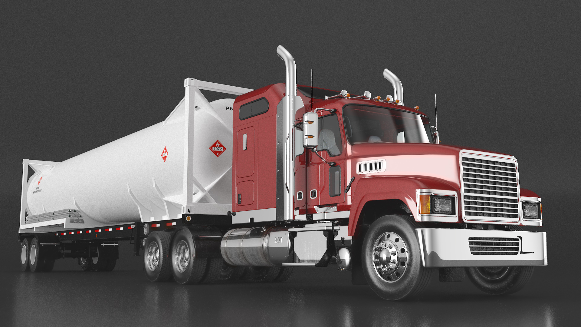 3D Freight Truck with Gas Tank LNG