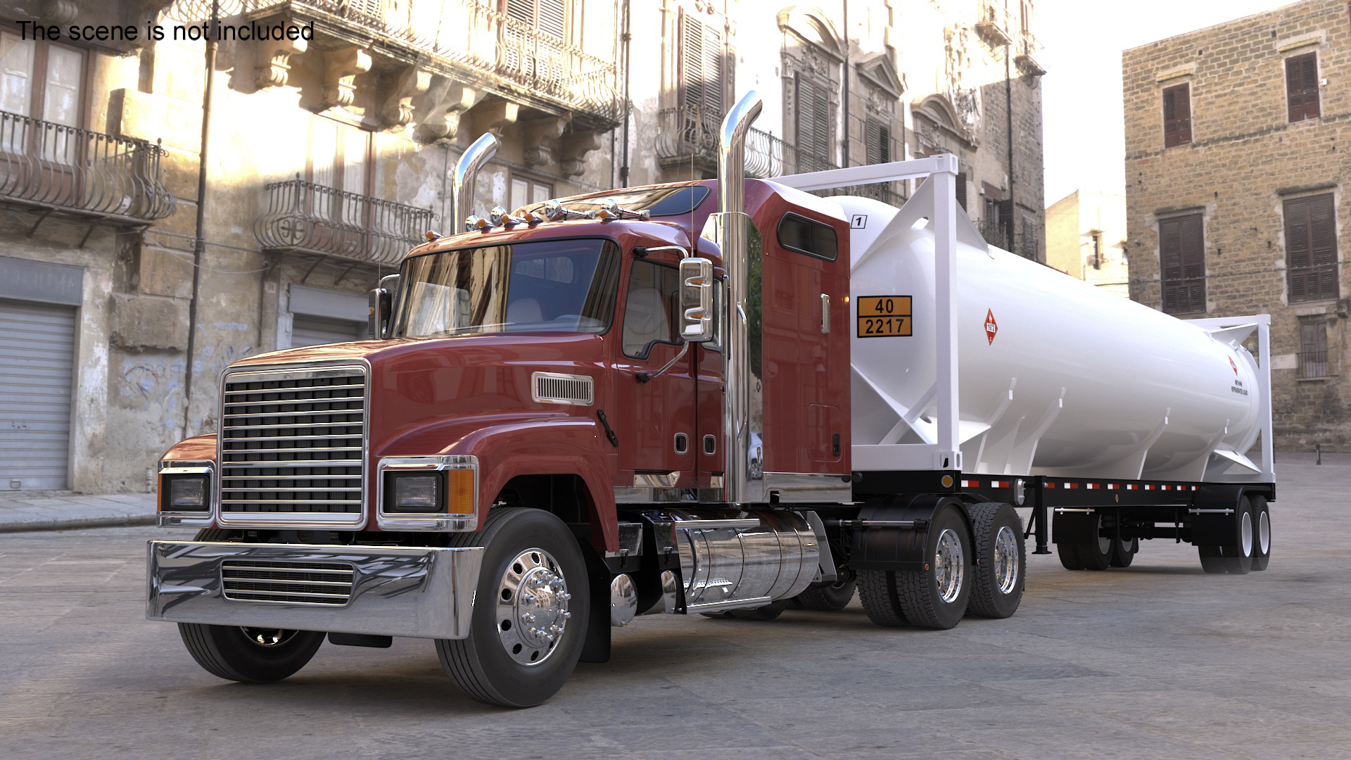 3D Freight Truck with Gas Tank LNG
