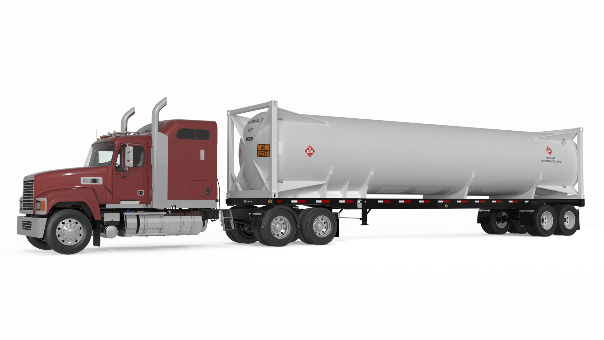 3D Freight Truck with Gas Tank LNG
