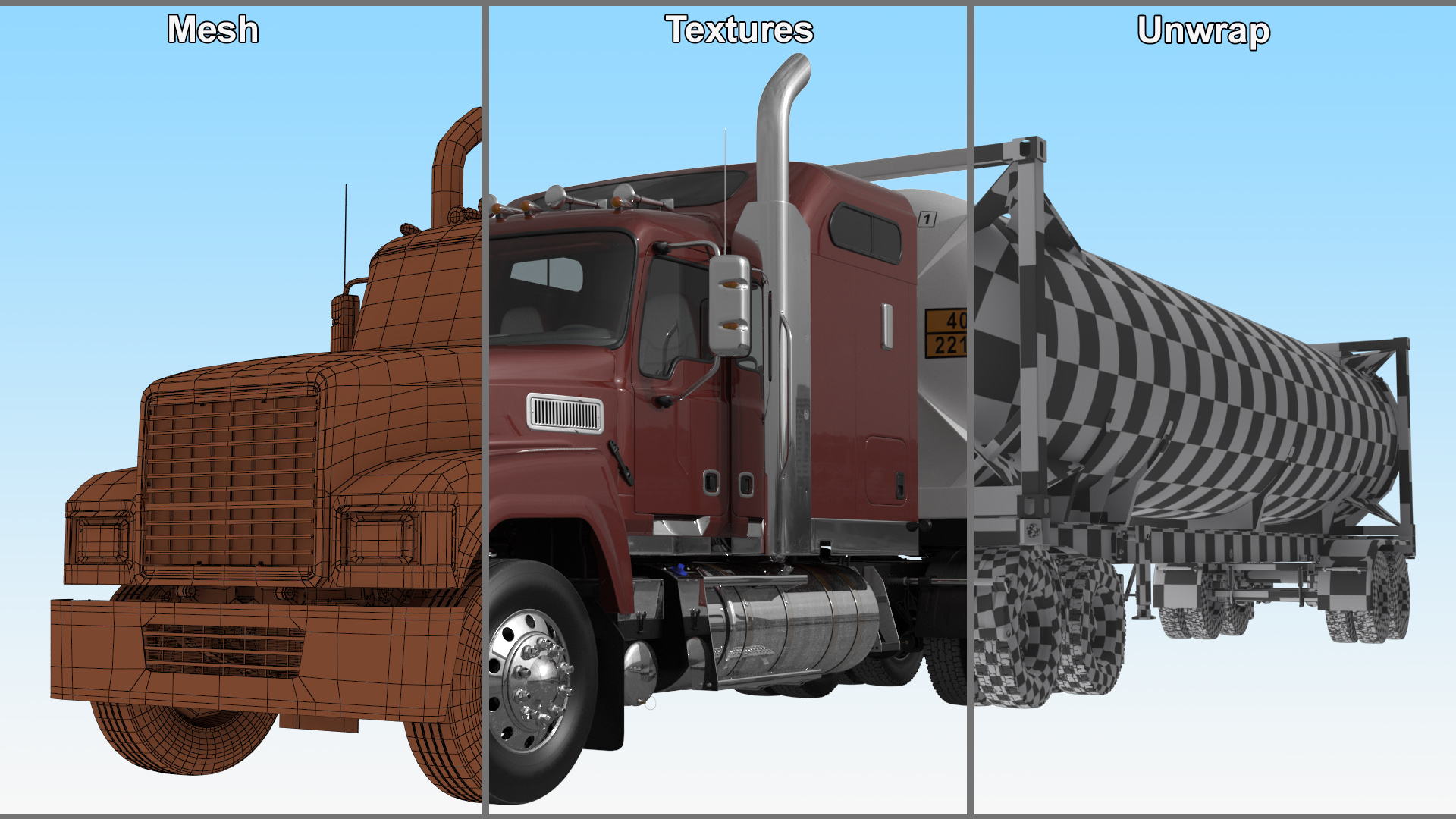 3D Freight Truck with Gas Tank LNG