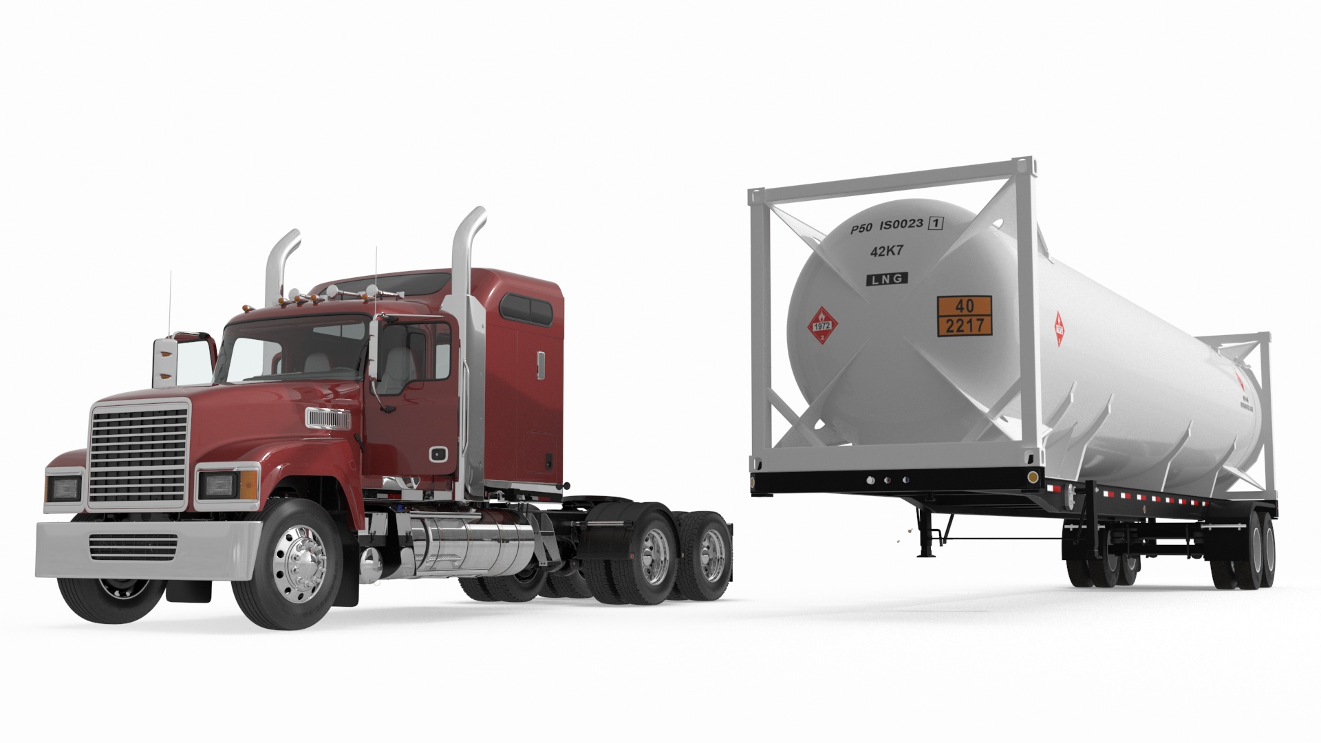 3D Freight Truck with Gas Tank LNG