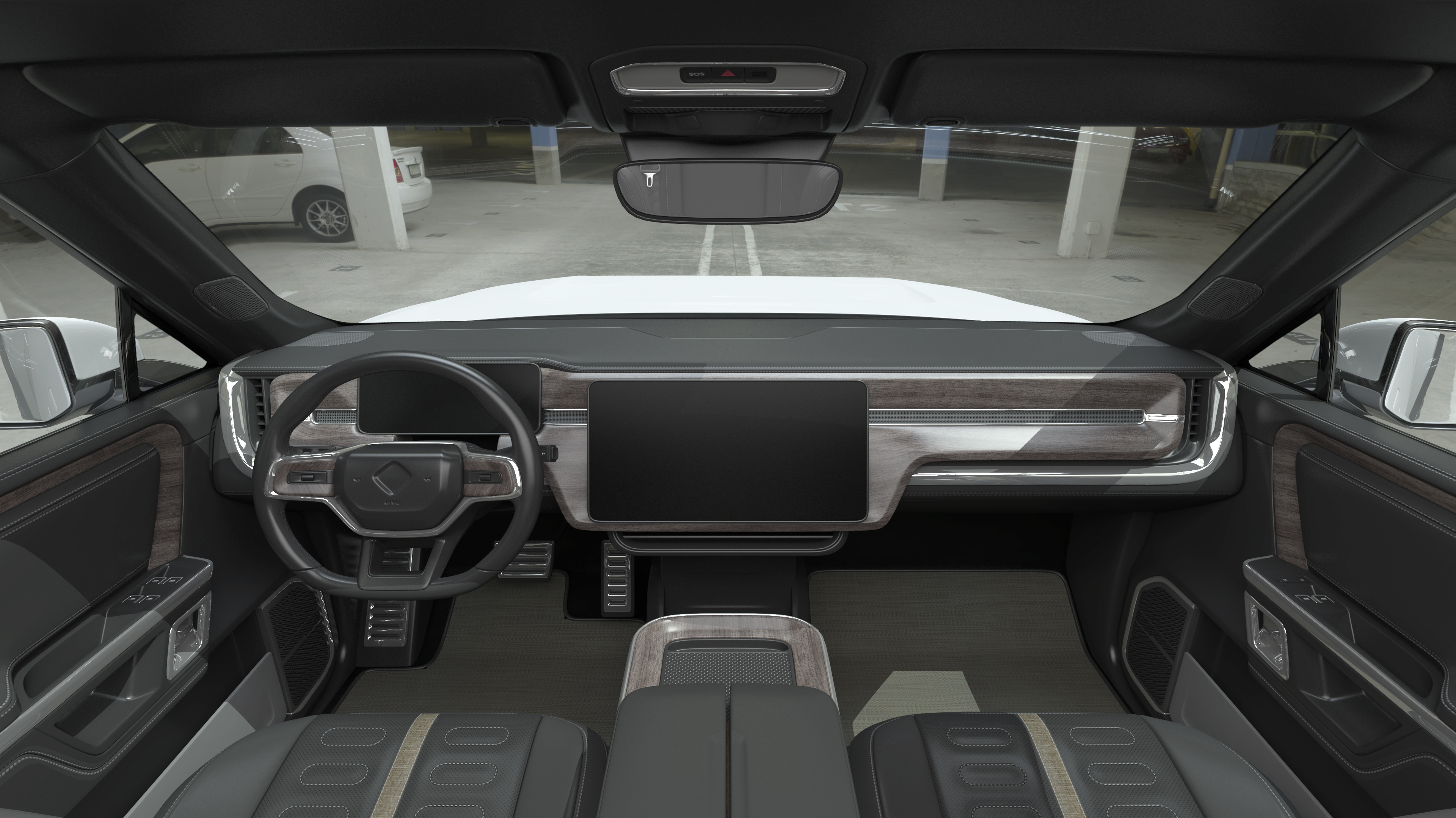 Electric Pickup Truck White 3D