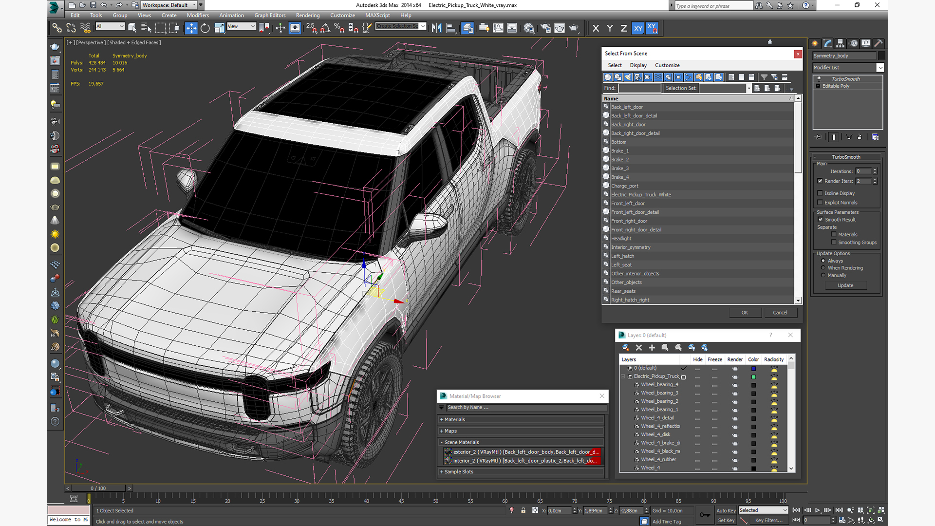 Electric Pickup Truck White 3D