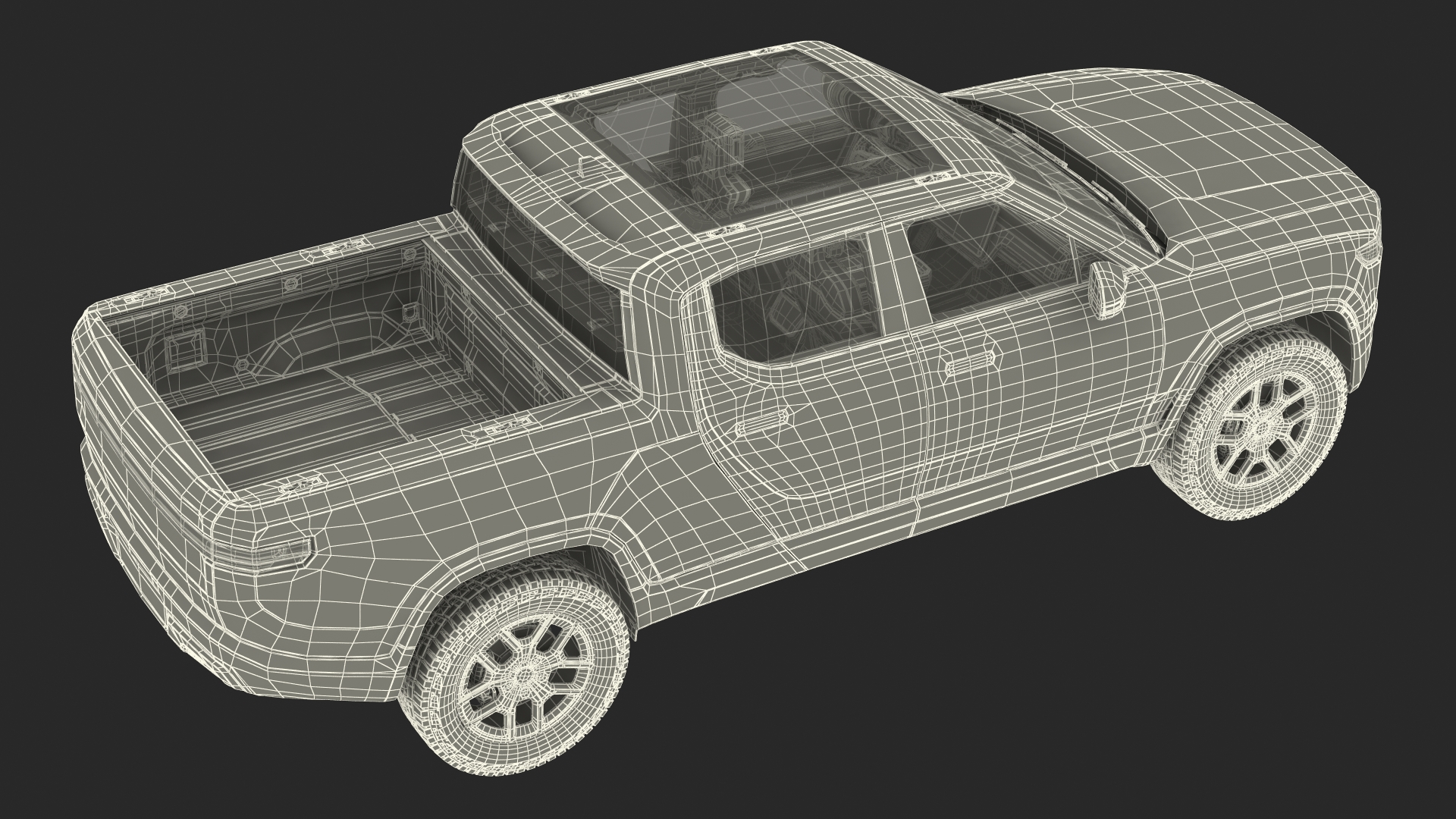 Electric Pickup Truck White 3D